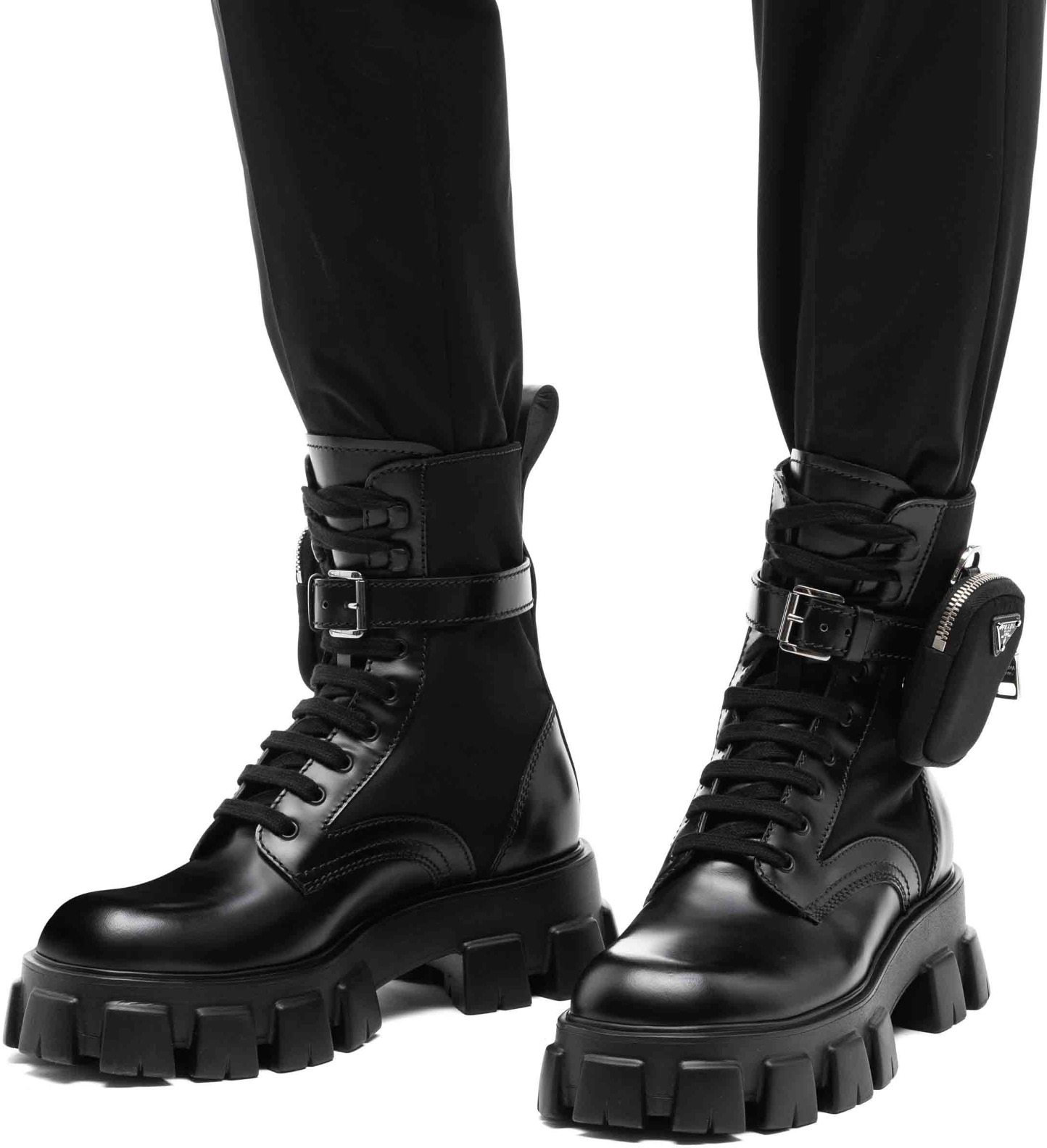 prada combat boots with pouch