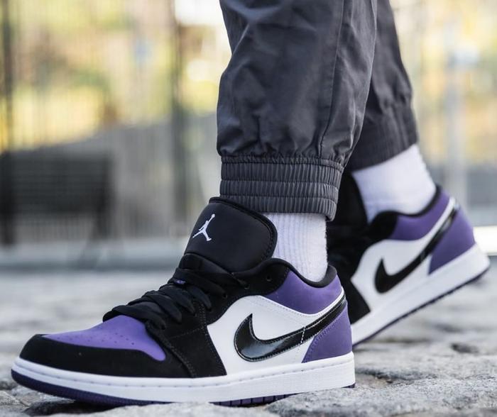 purple and white jordan 1