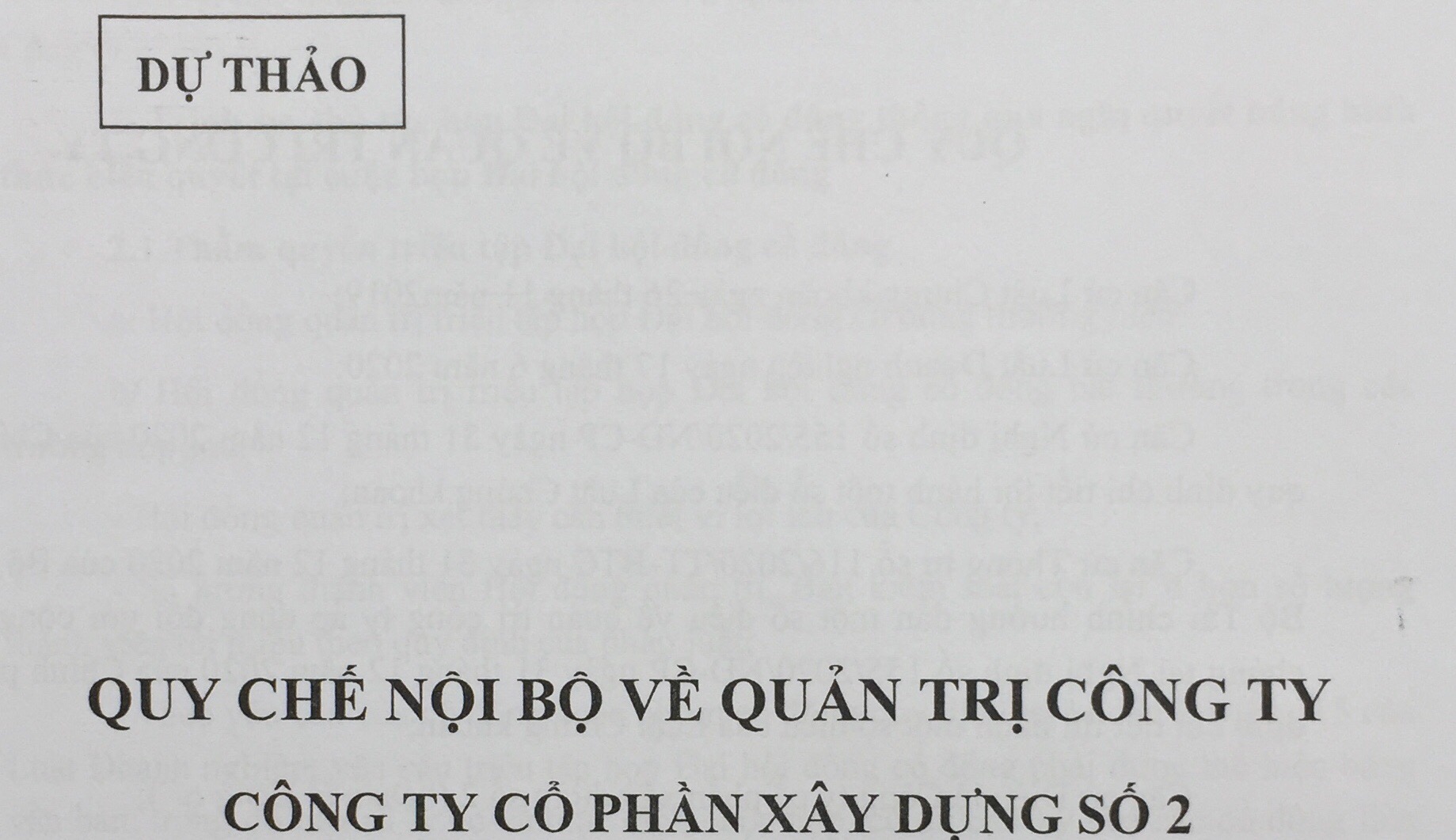 Dự thảo quy chế nội bộ