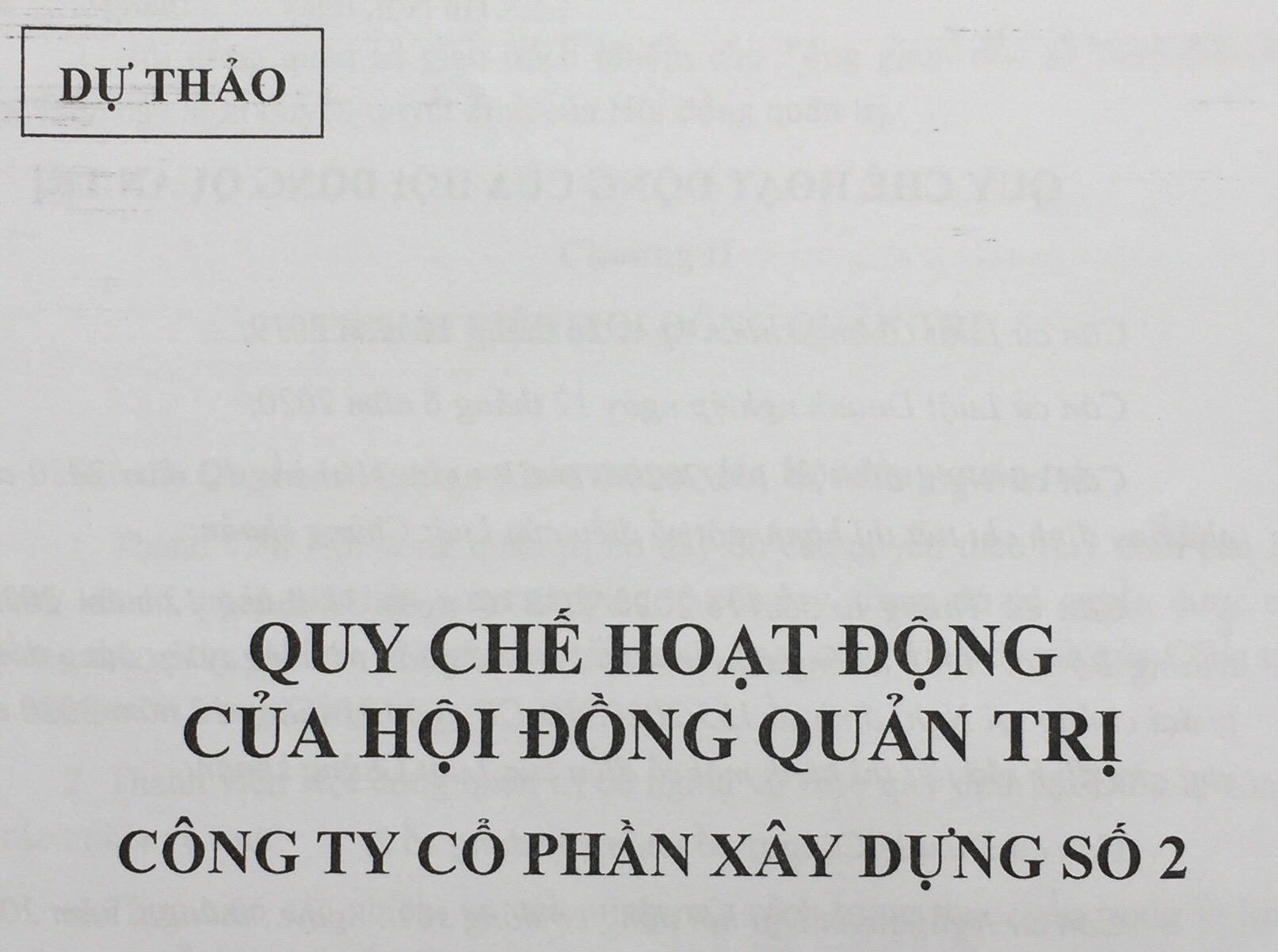 Dư thảo quy chế hoạt động Hội đồng quản trị
