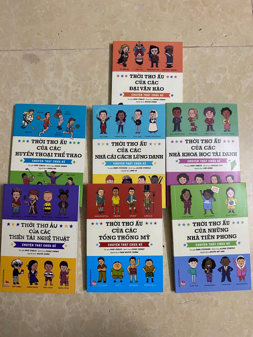 Combo 07 cuốn thời thơ ấu: Huyền thoại thể thao; Tổng thống Mỹ; Thiên tài nghệ thuật; Đại văn hào; Nhà khoa học tài danh; Nhà cải cách lừng danh; Nhà tiên phong;