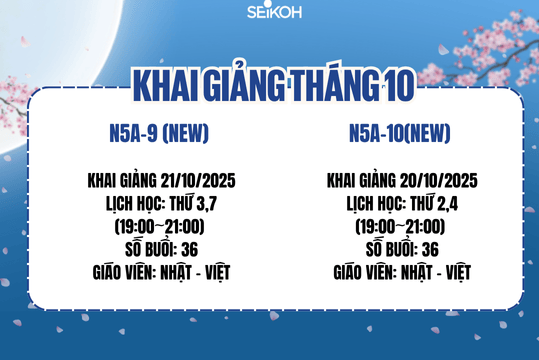 Khai giảng lớp tiếng Nhật sơ cấp N5 tháng 10/2025 – Trung tâm tiếng Nhật SEIKOH Hà Nội