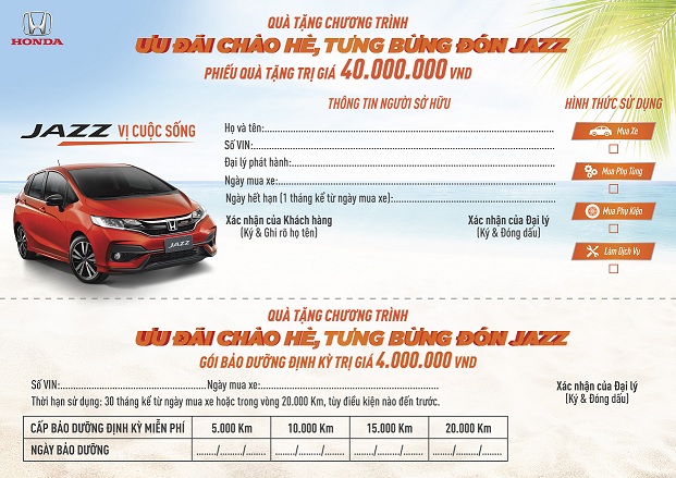 Honda Việt Nam triển khai chương trình khuyến mại  “Ưu đãi chào hè, tưng bừng đón Jazz”