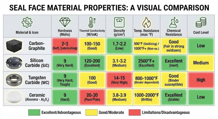 Hướng dẫn phối hợp vật liệu mặt chà phớt cơ khí