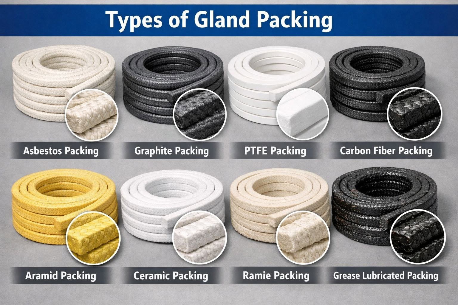 Dây tết chèn gland packing dạng cuộn Dây tết chèn gland packing dạng cuộn cho bơm van