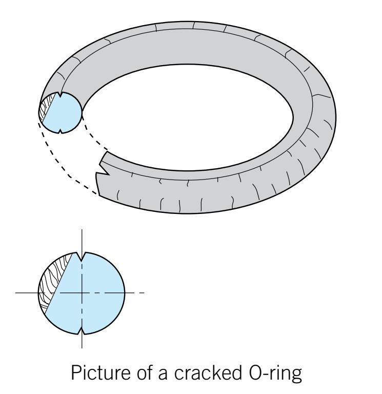 Vết nứt trên bề mặt O-ring – O-ring bị cắt sau vài ngày