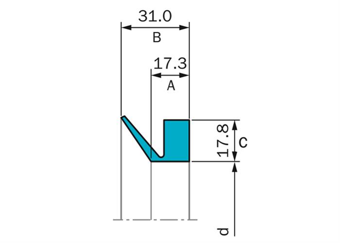 Bản vẽ kích thước V-Ring VAX gồm d d1 d2 d3 A c H và B1