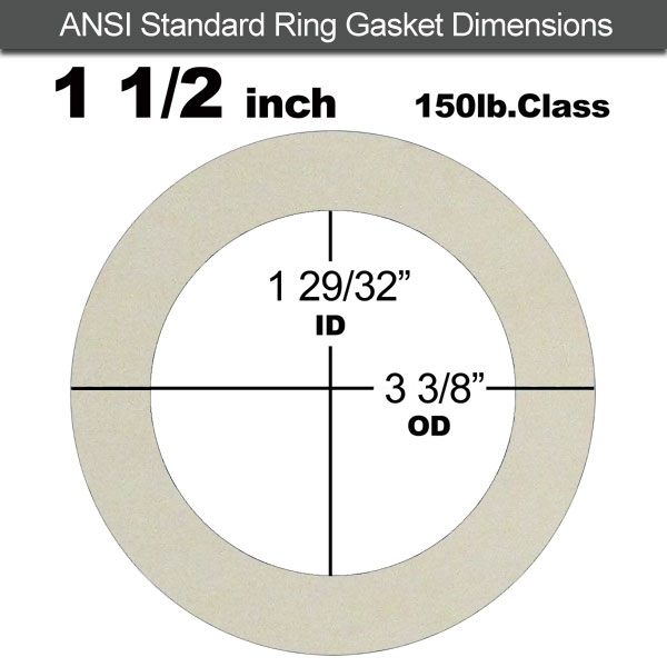 Rubber Sealing Ring Silicone: 1-1/2" ASME B16.21 #150 RF