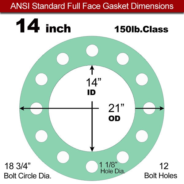 Rubber Gasket EPDM: 14" ASME B16.21 #150 FF