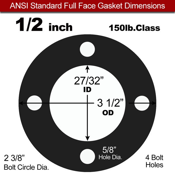 Industrial Gasket NBR: 1/2" B16.21#150FF