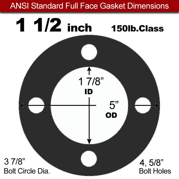 Industrial Gasket NBR: 1-1/2" B16.21 #150FF