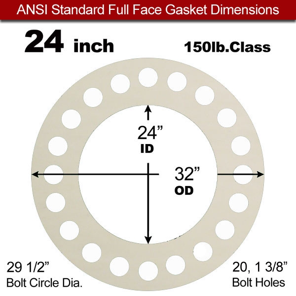 Rubber Sealing Ring Silicone: 24" ASME B16.21 #150 FF