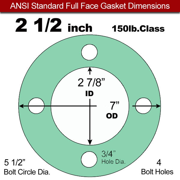 Rubber Gasket EPDM: 2-1/2" ASME B16.21 #150 FF