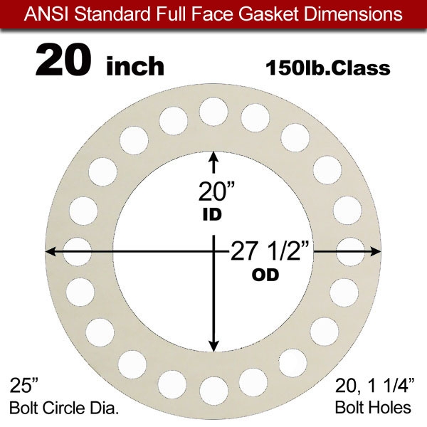 Rubber Sealing Ring Silicone: 20" ASME B16.21 #150 FF