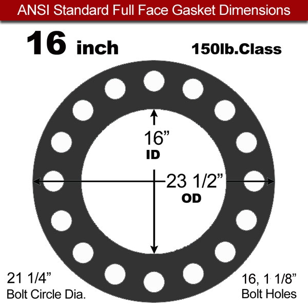 Industrial Gasket NBR:16" ASME B16.21#150FF