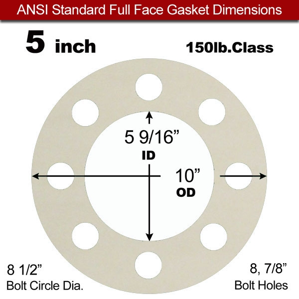 Rubber Sealing Ring Silicone: 5" ASME B16.21 #150 FF