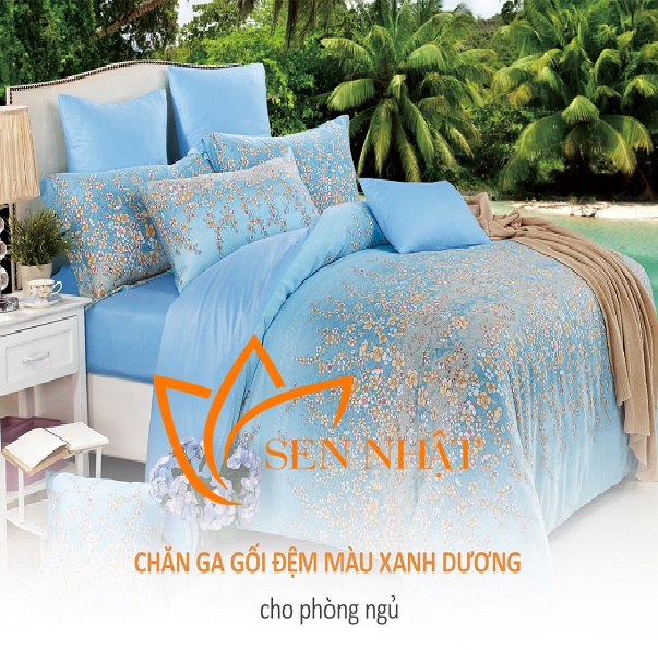 Xanh dương - gam màu yêu thích trong thiết kế chăn ga gối