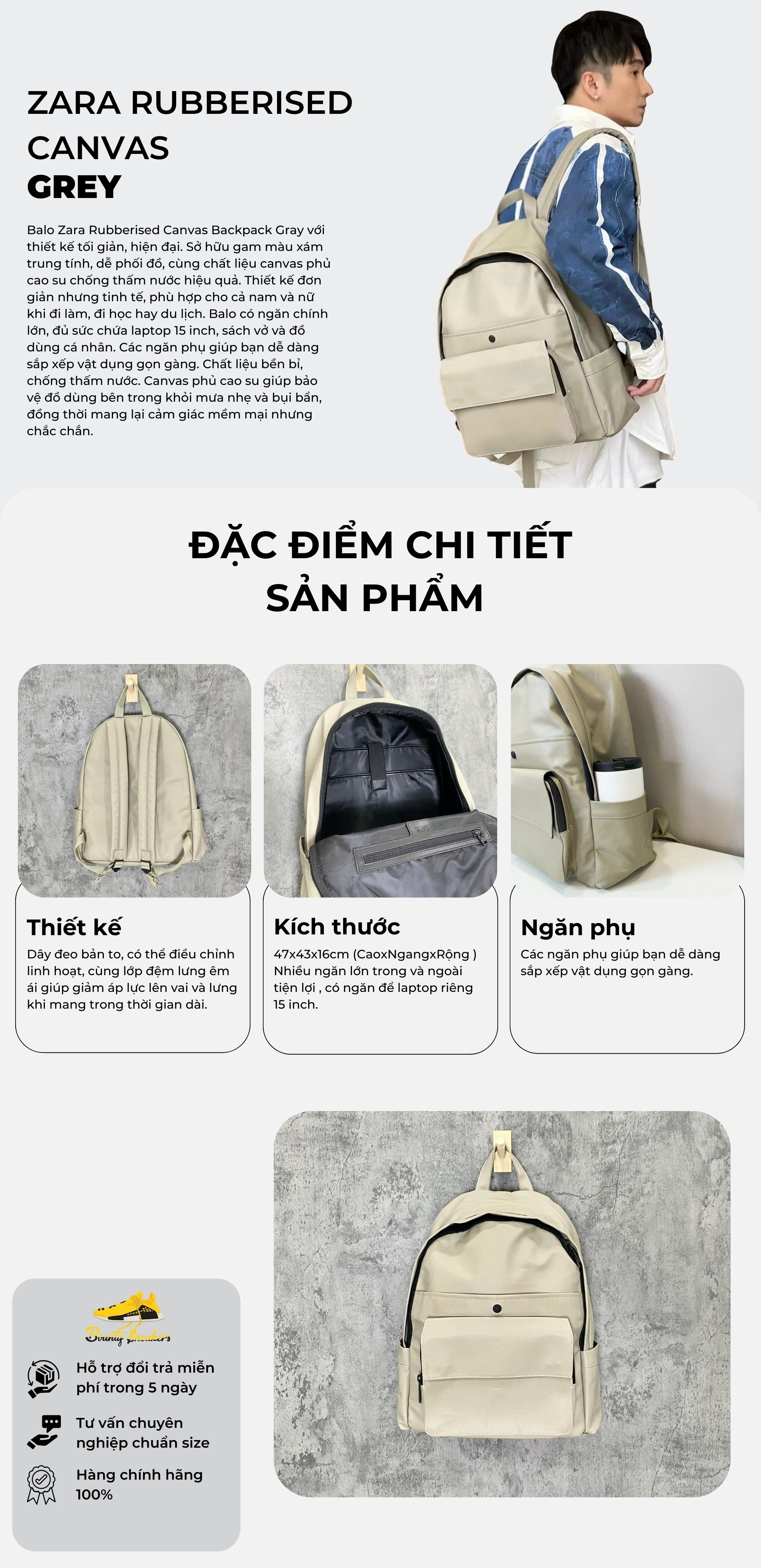mô tả sản phẩm balo zara bza07