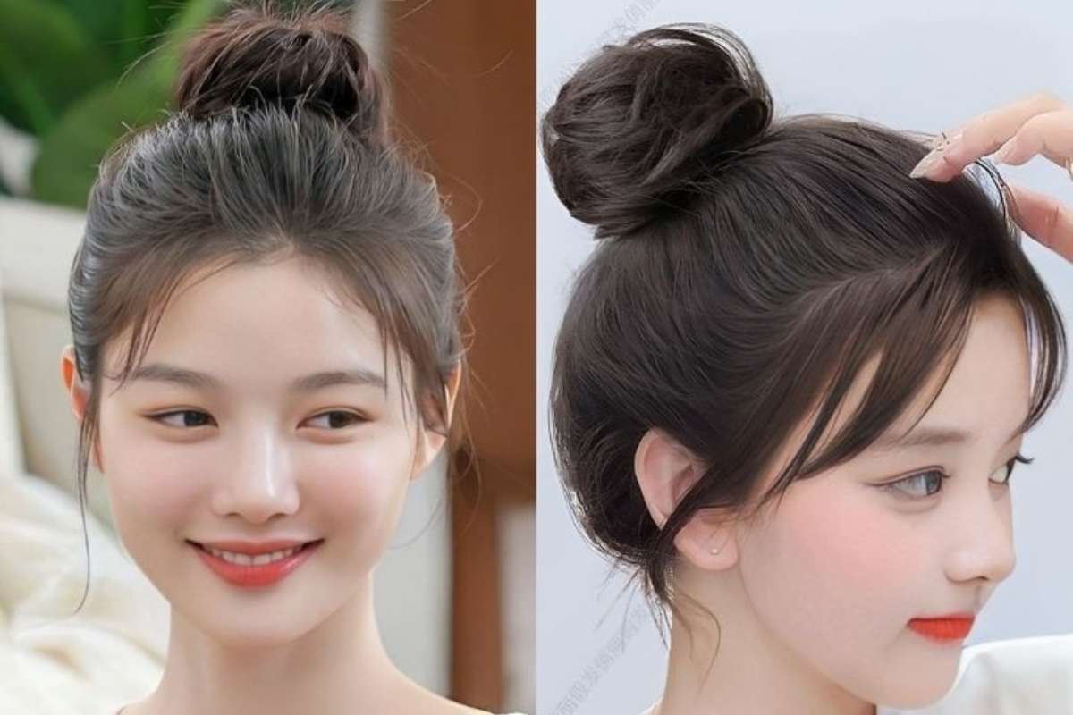 Kiểu tóc búi cho mặt tròn 