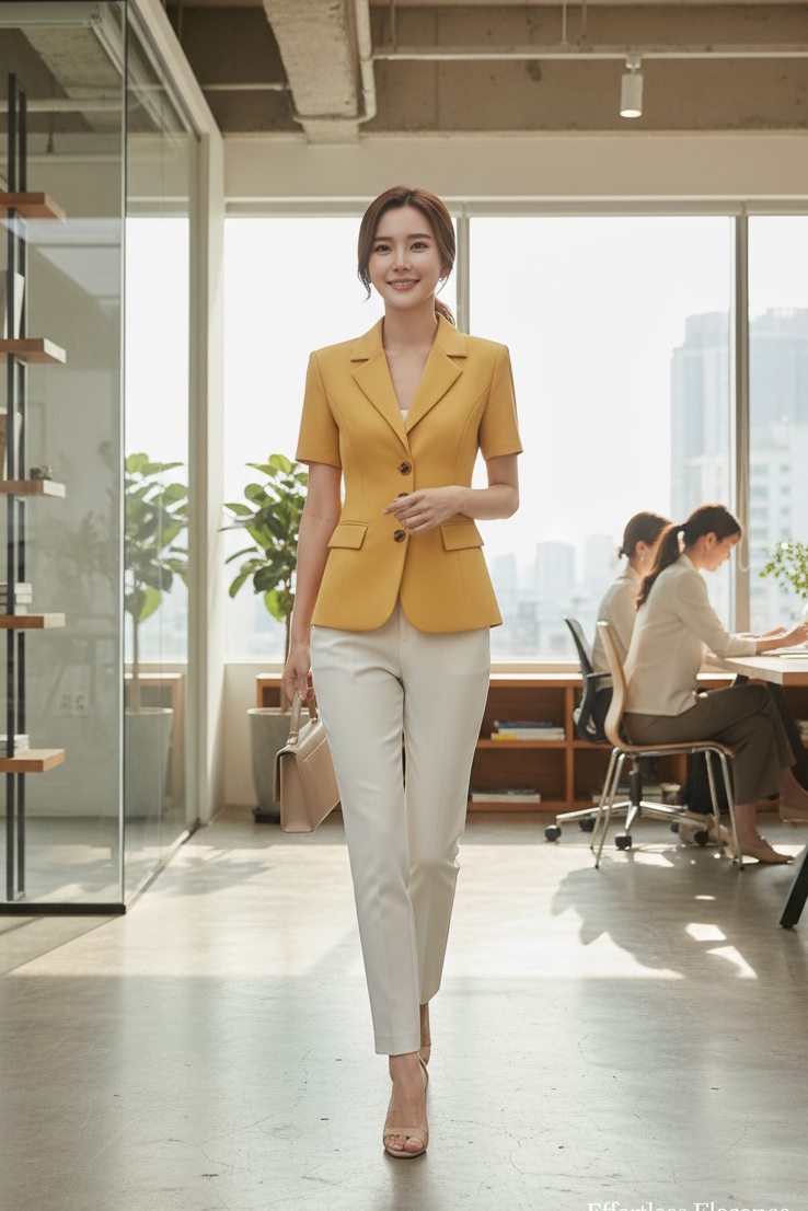 Áo vest cổ K tay cộc hai ly thân trước