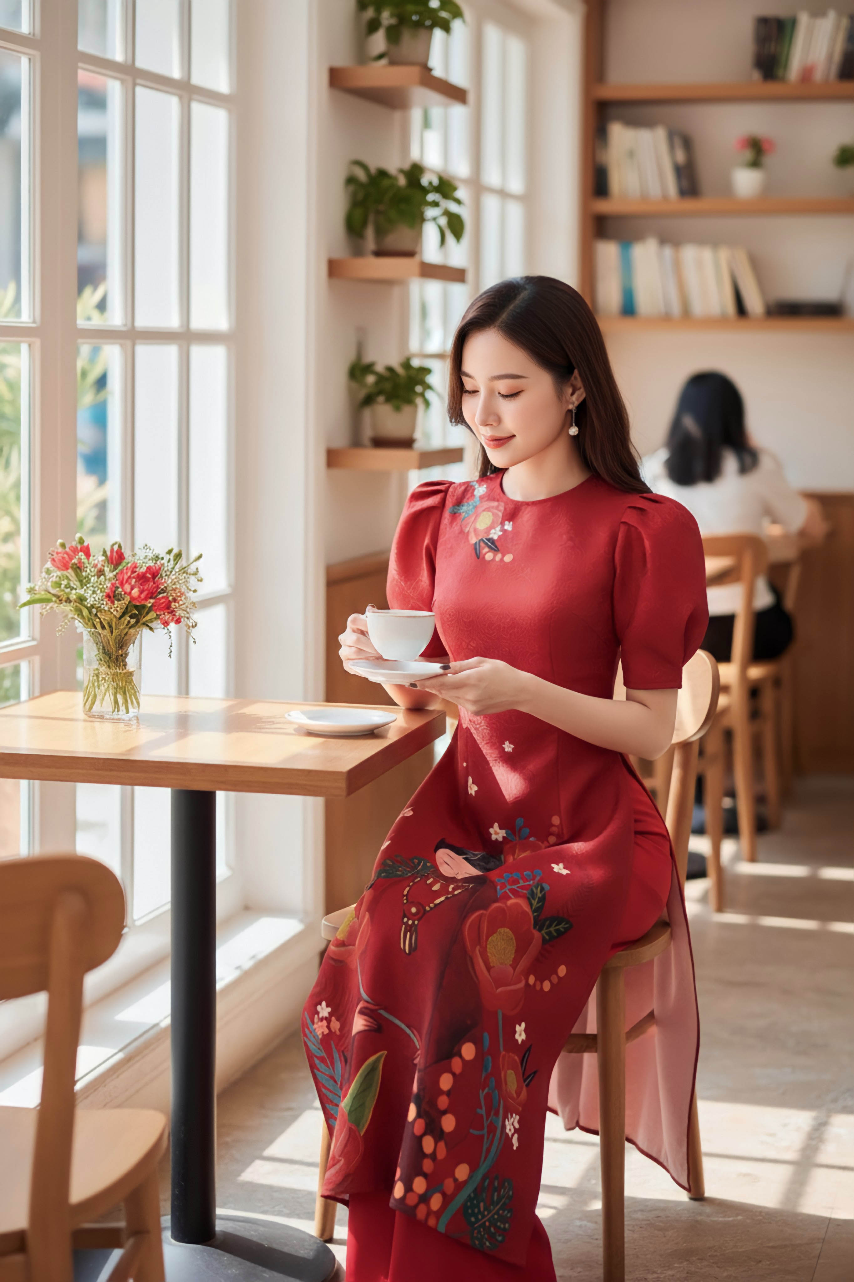 Set áo dài gấm Bích Trà