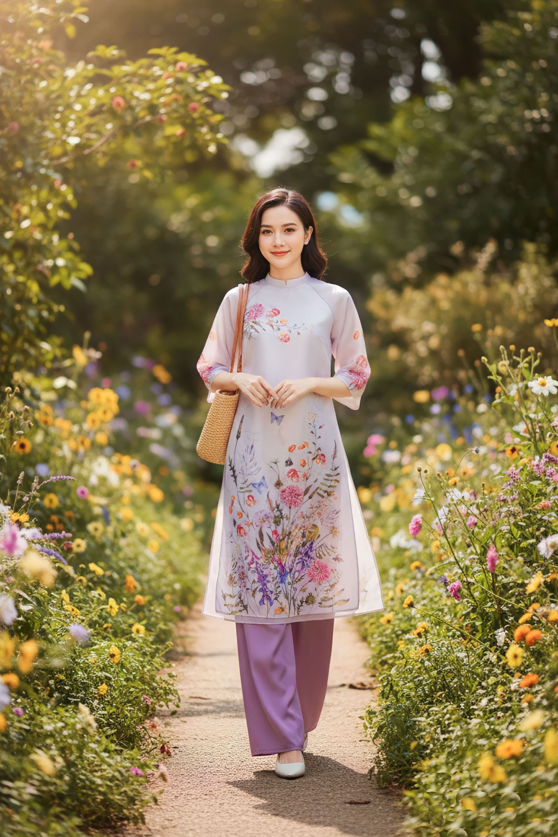 Áo dài gấm Niên Hoa
