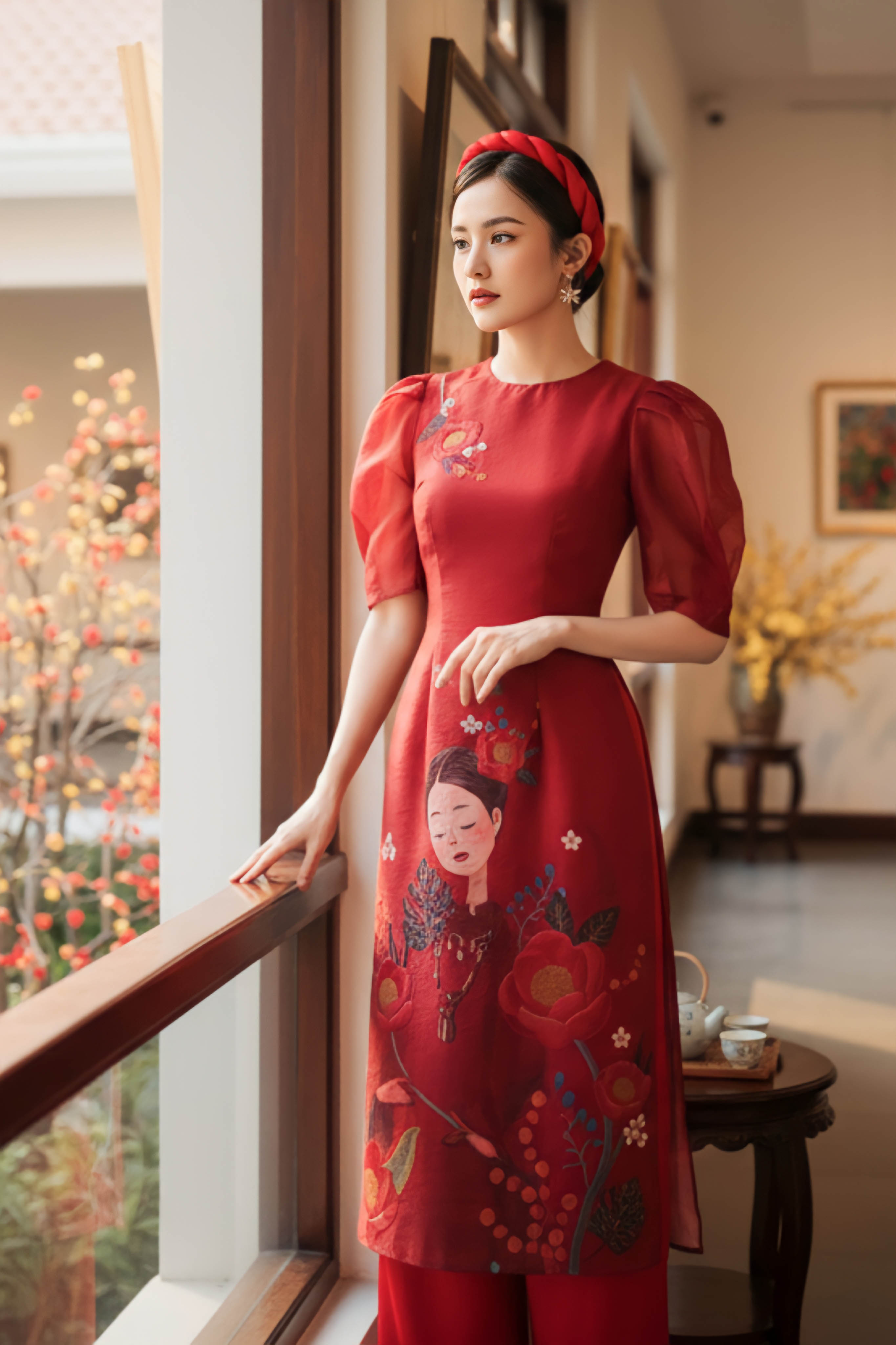 Áo dài tơ Oganza Cẩm Trà