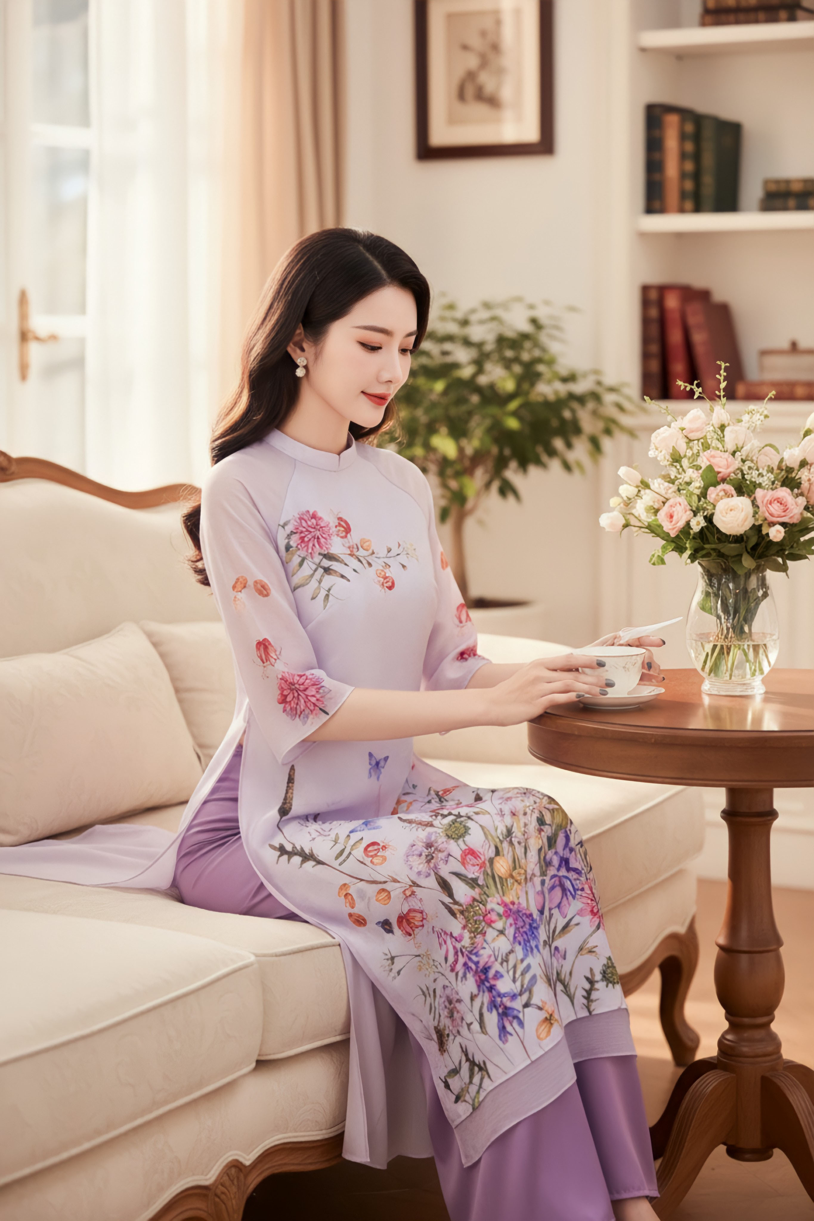 Áo dài gấm Niên Hoa