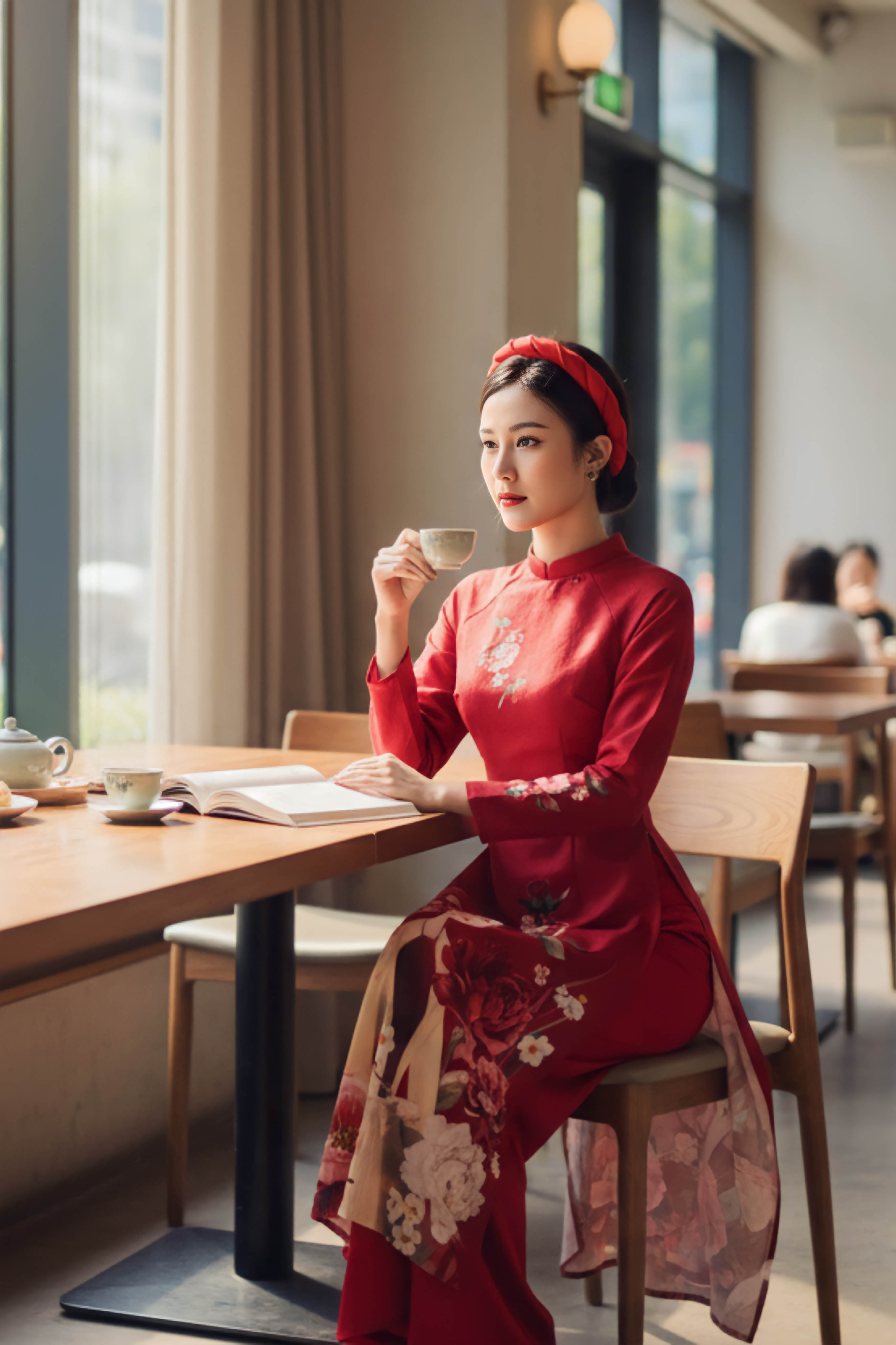 Set áo dài gấm Văn Khôi