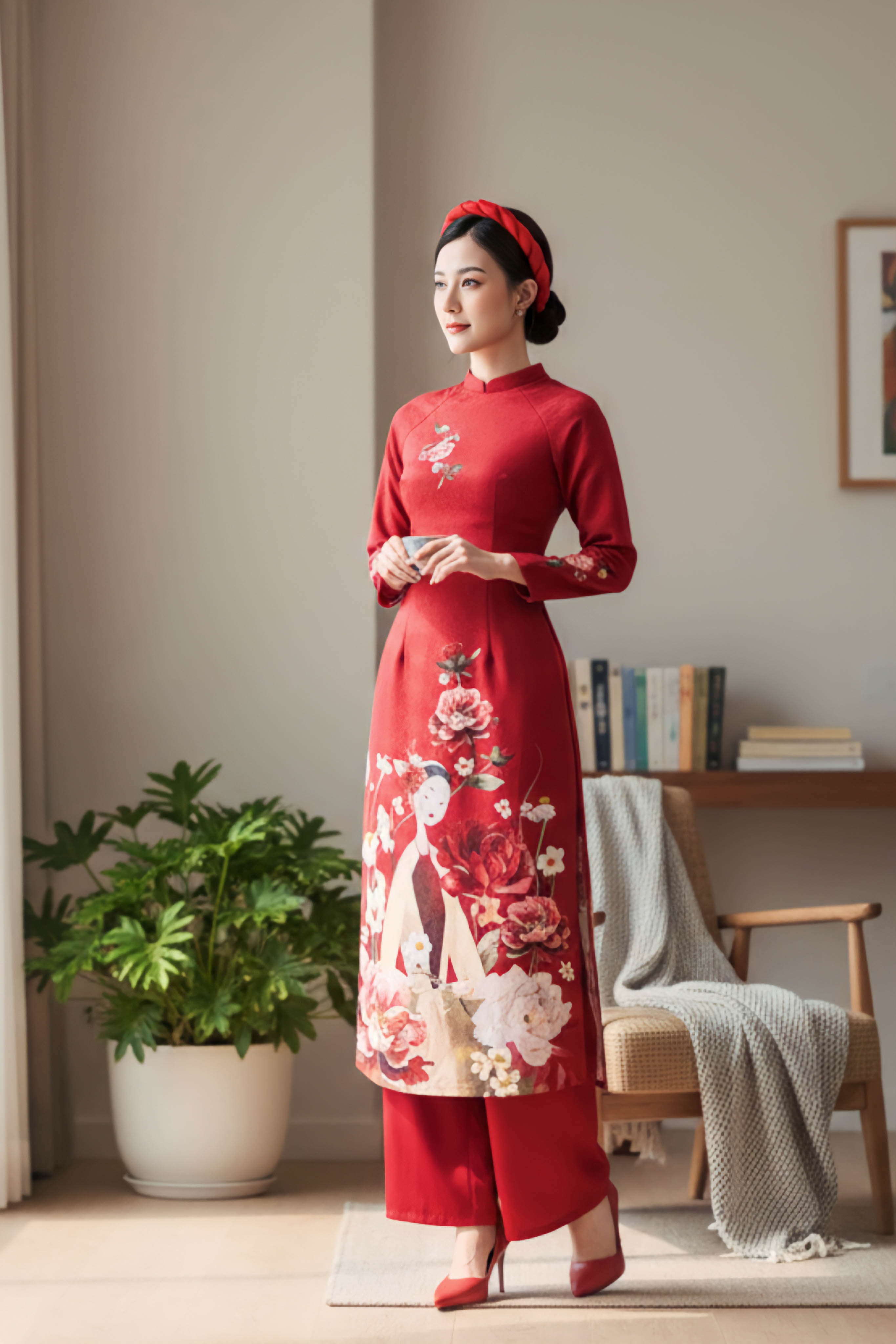 Set áo dài gấm Văn Khôi