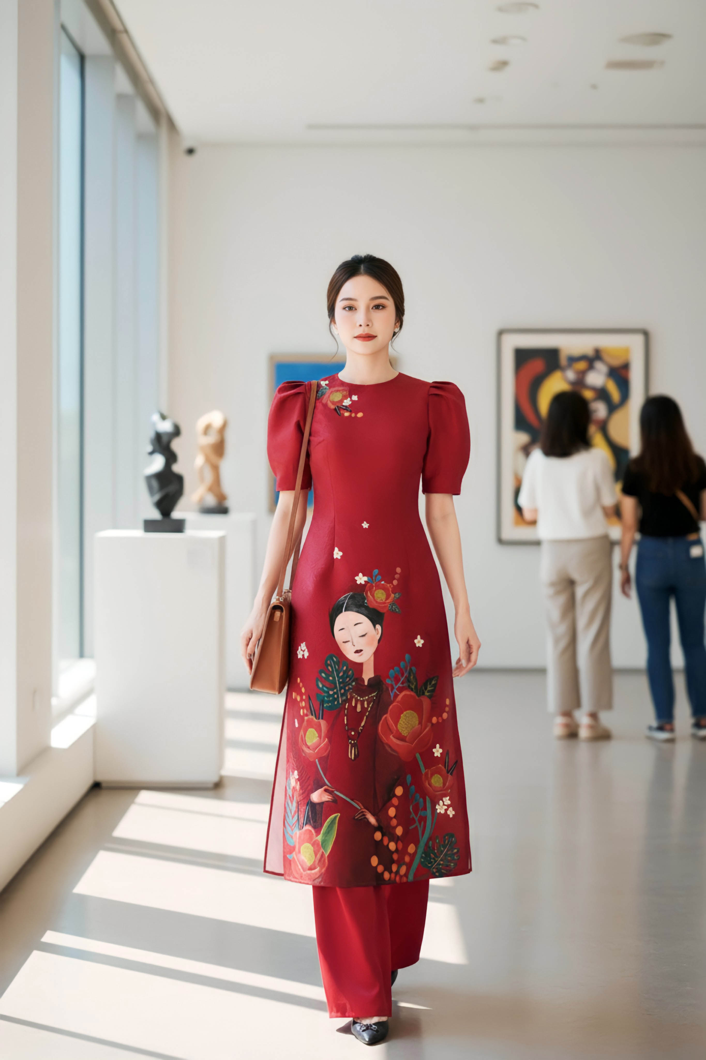 Set áo dài gấm Bích Trà