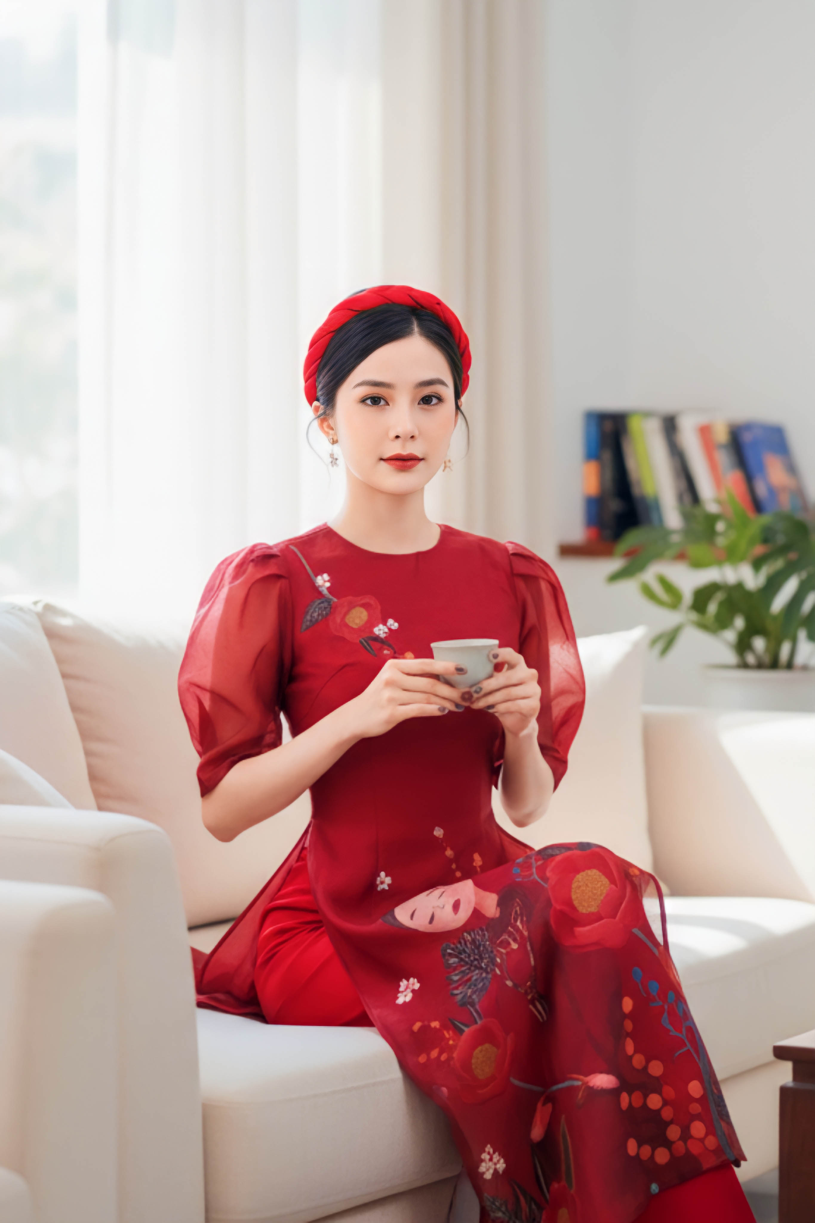 Áo dài tơ Oganza Cẩm Trà