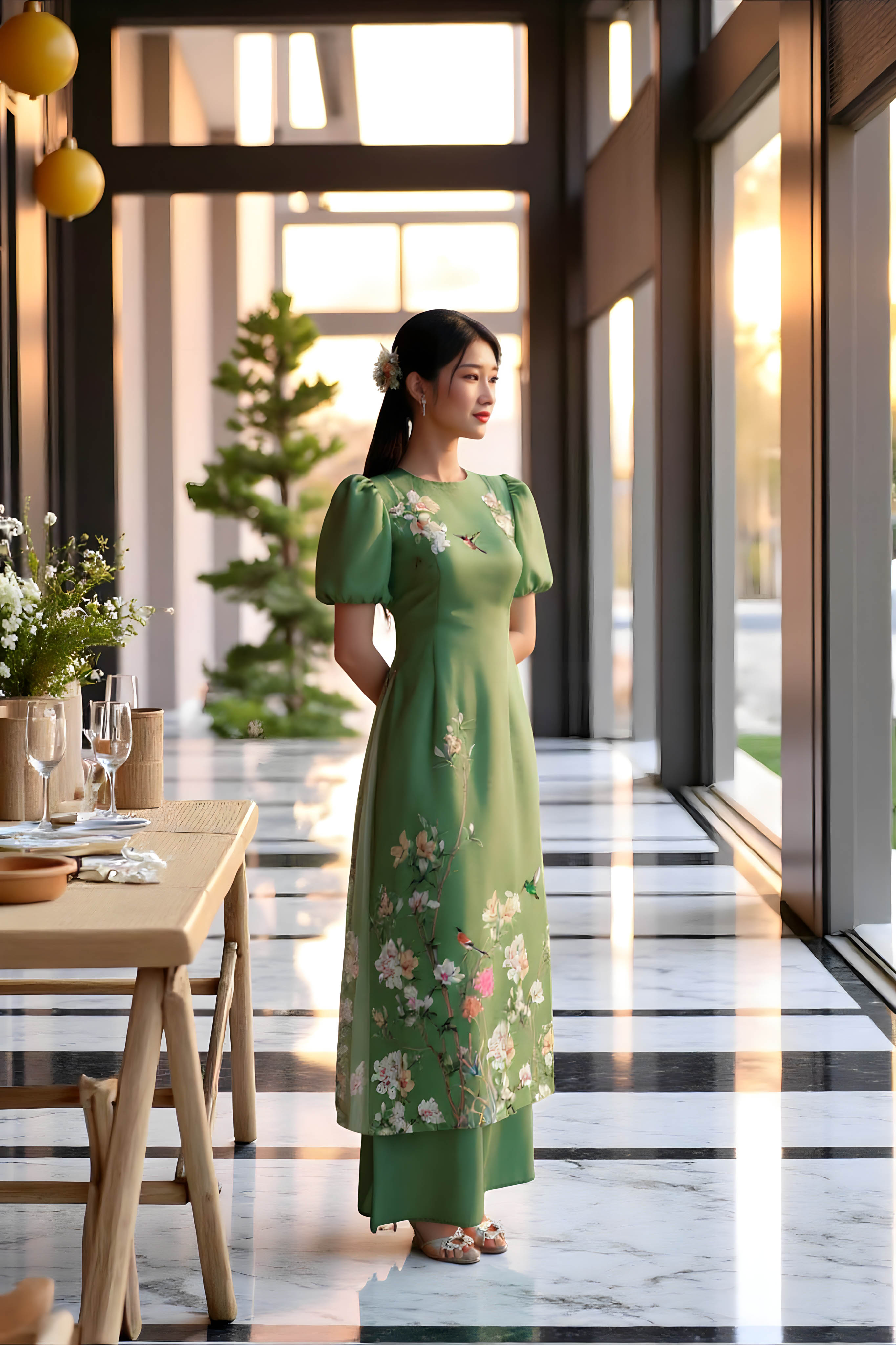 Set áo dài Chu Viên