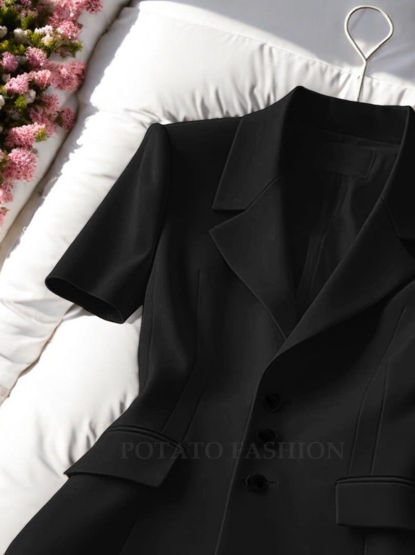 Áo vest cổ K tay cộc hai ly thân trước