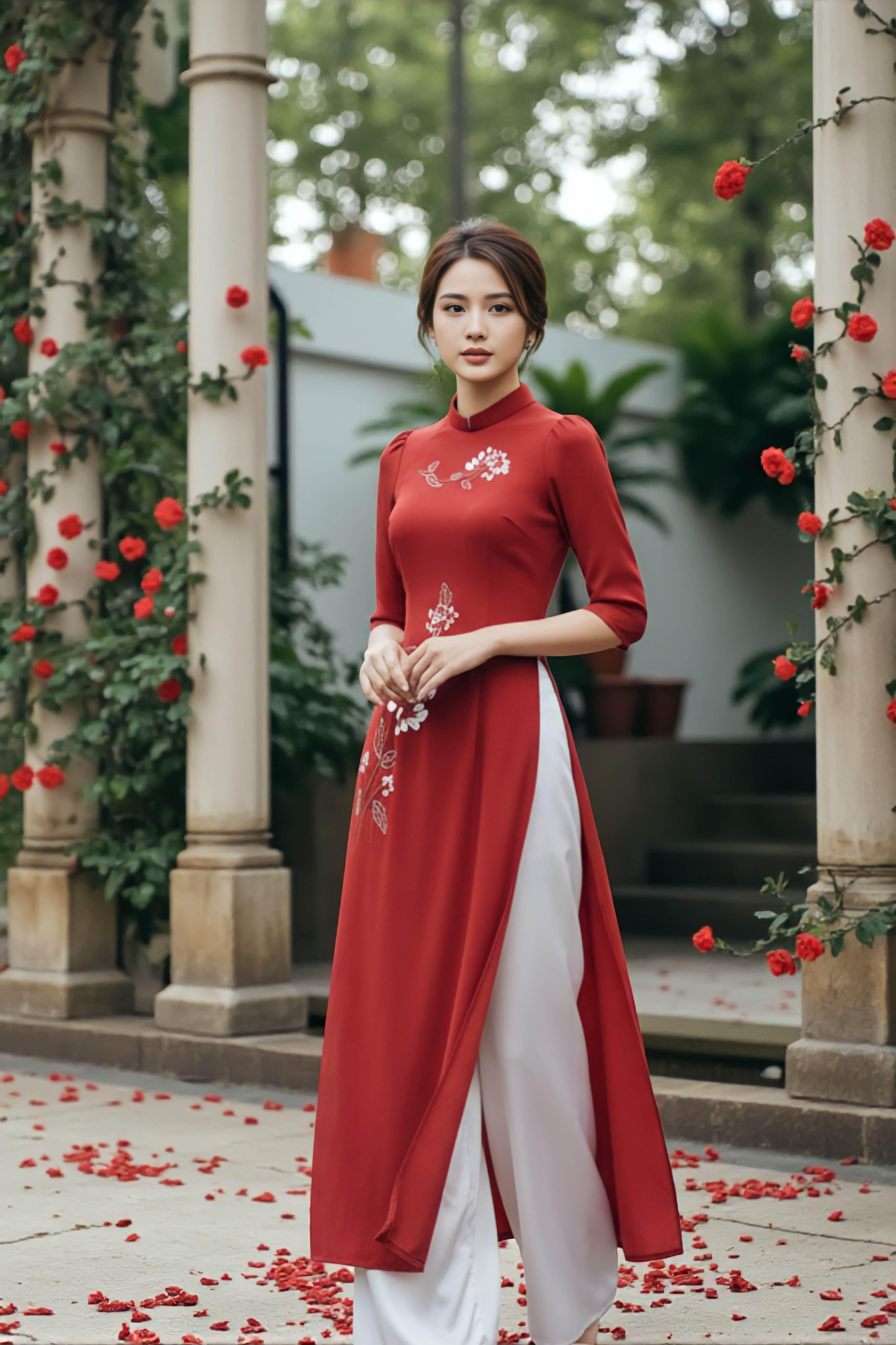 Áo dài Hoàng Diên thêu thủ công