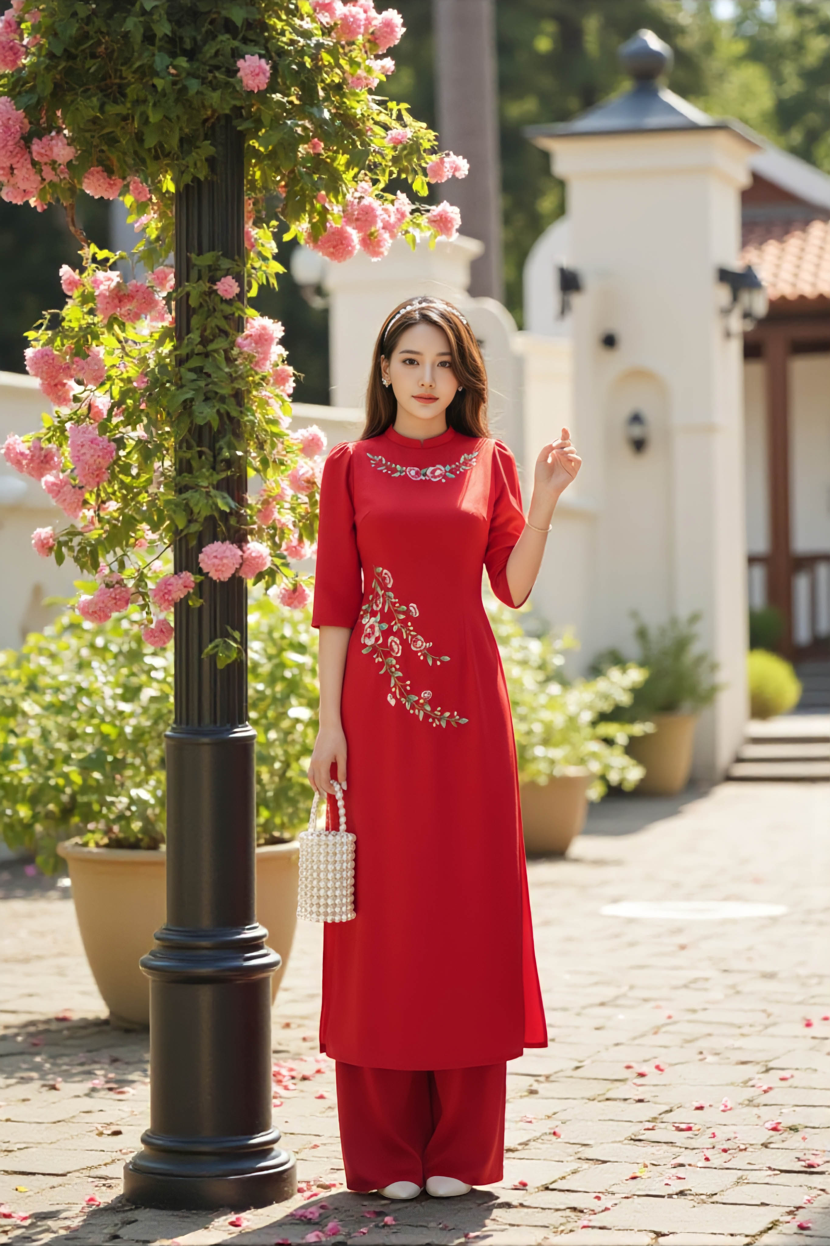 Áo dài Thanh Mai thêu thủ công