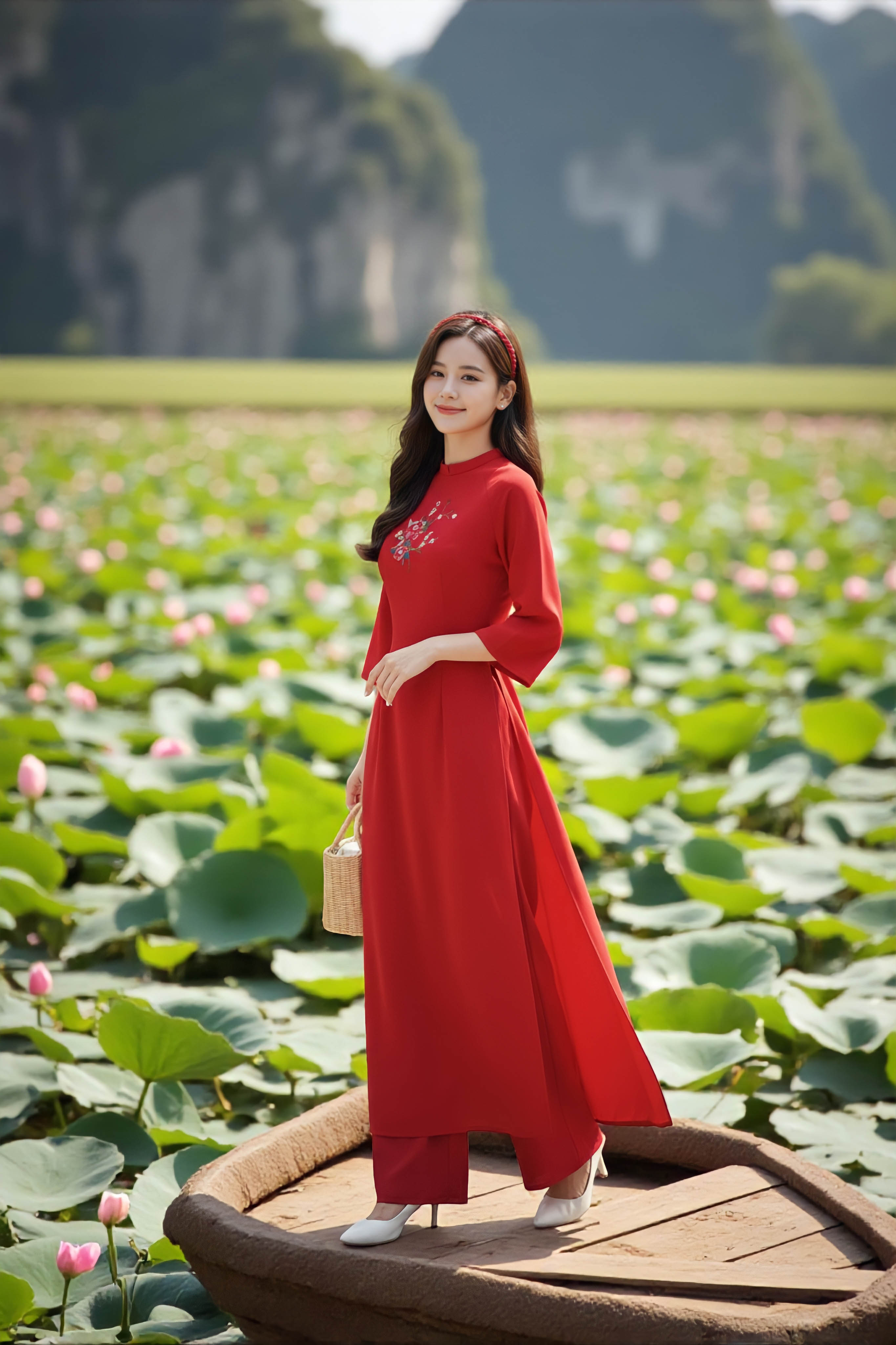 Áo dài Diệu Hàm thêu thủ công