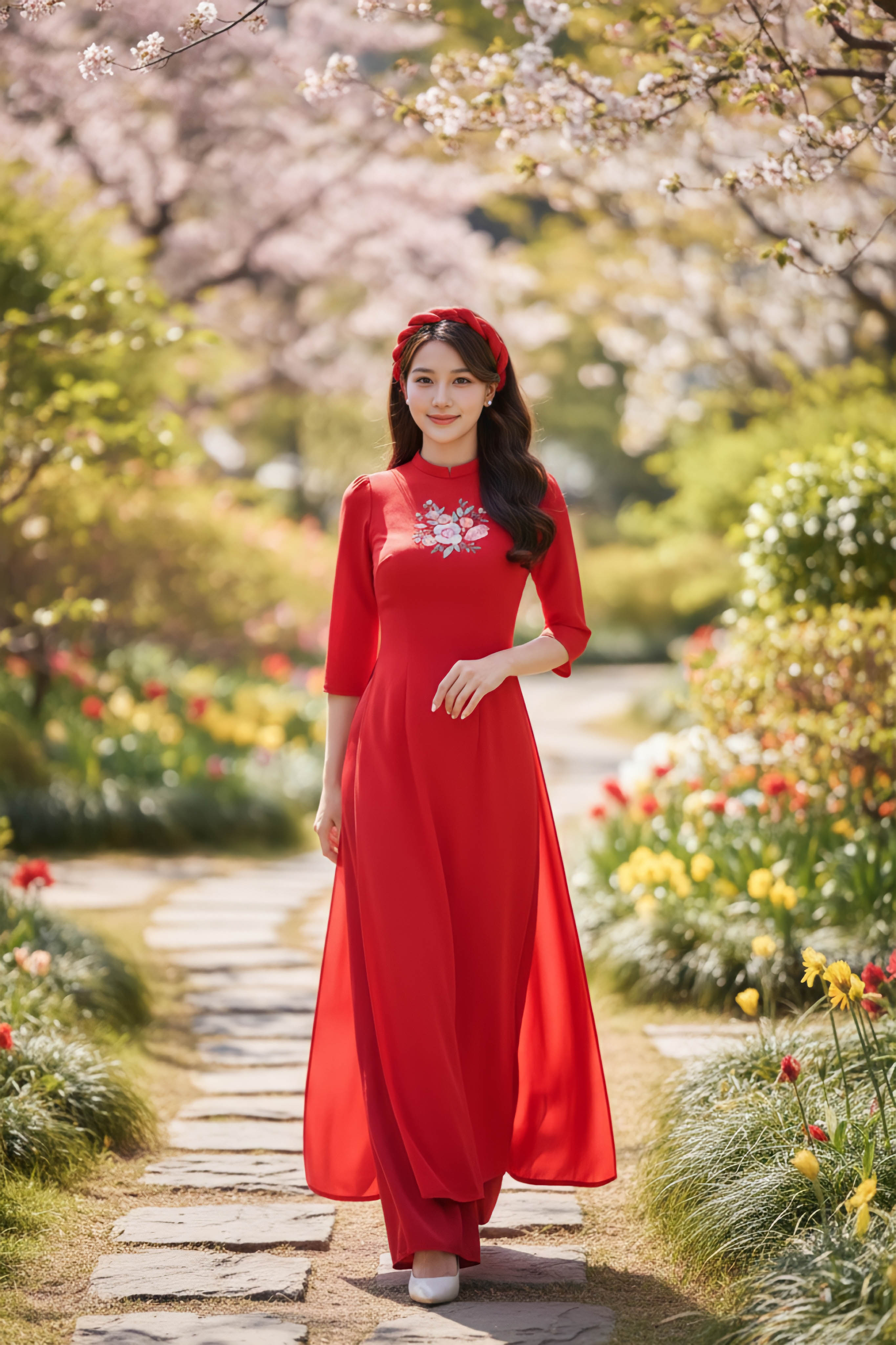 Áo dài Diễm An thêu thủ công