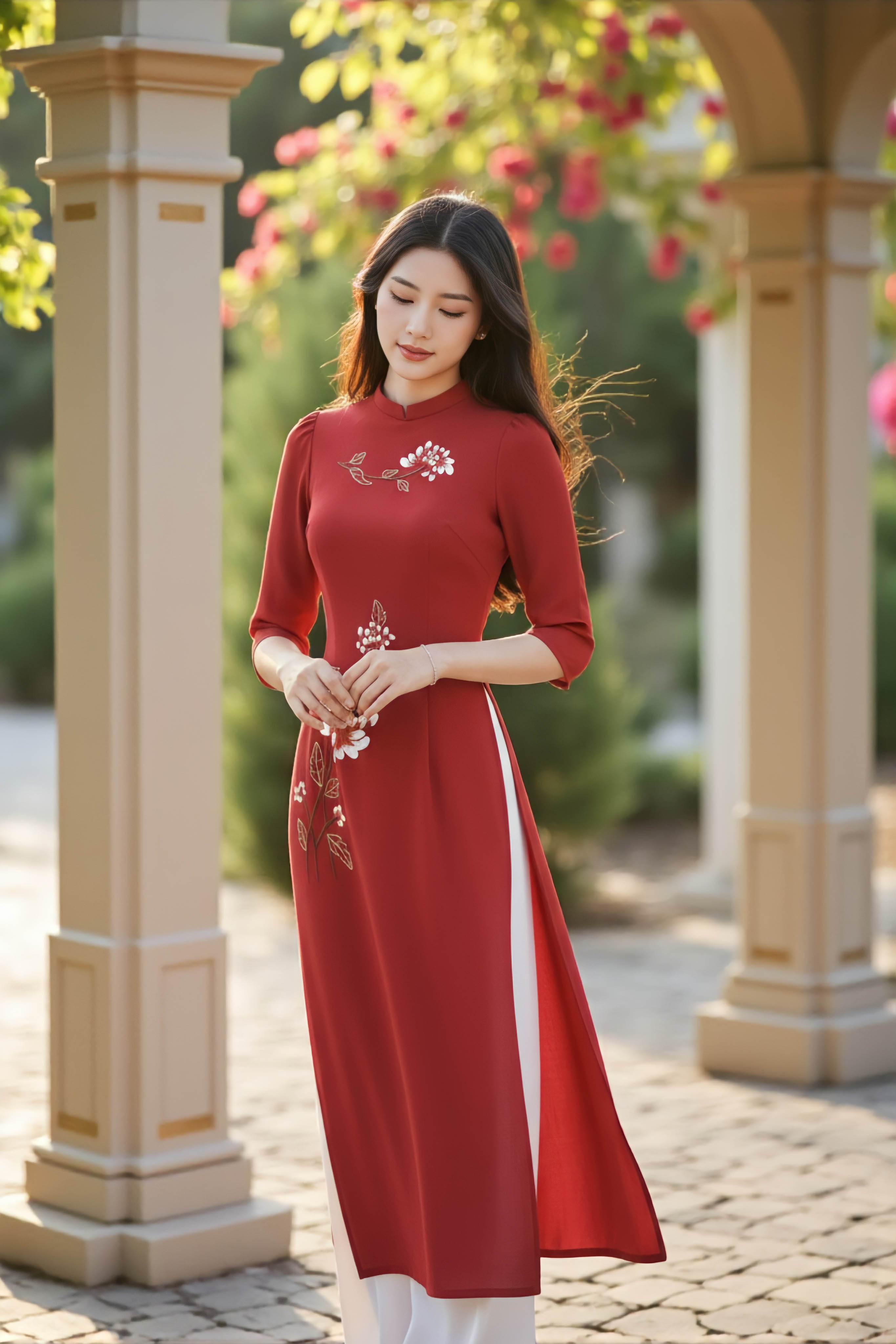Áo dài Hoàng Diên thêu thủ công