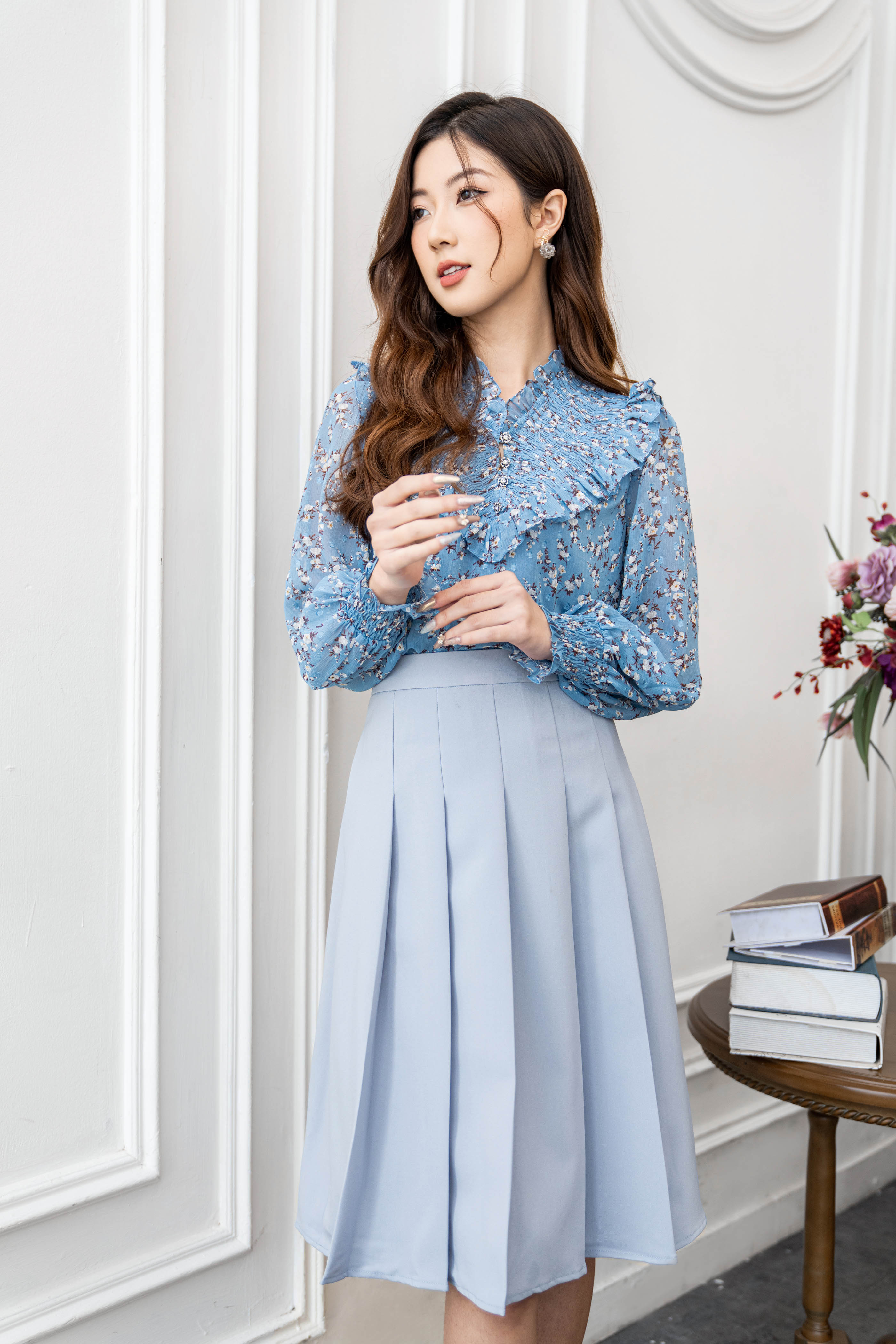 Áo cổ tim bèo cổ chun ngực
