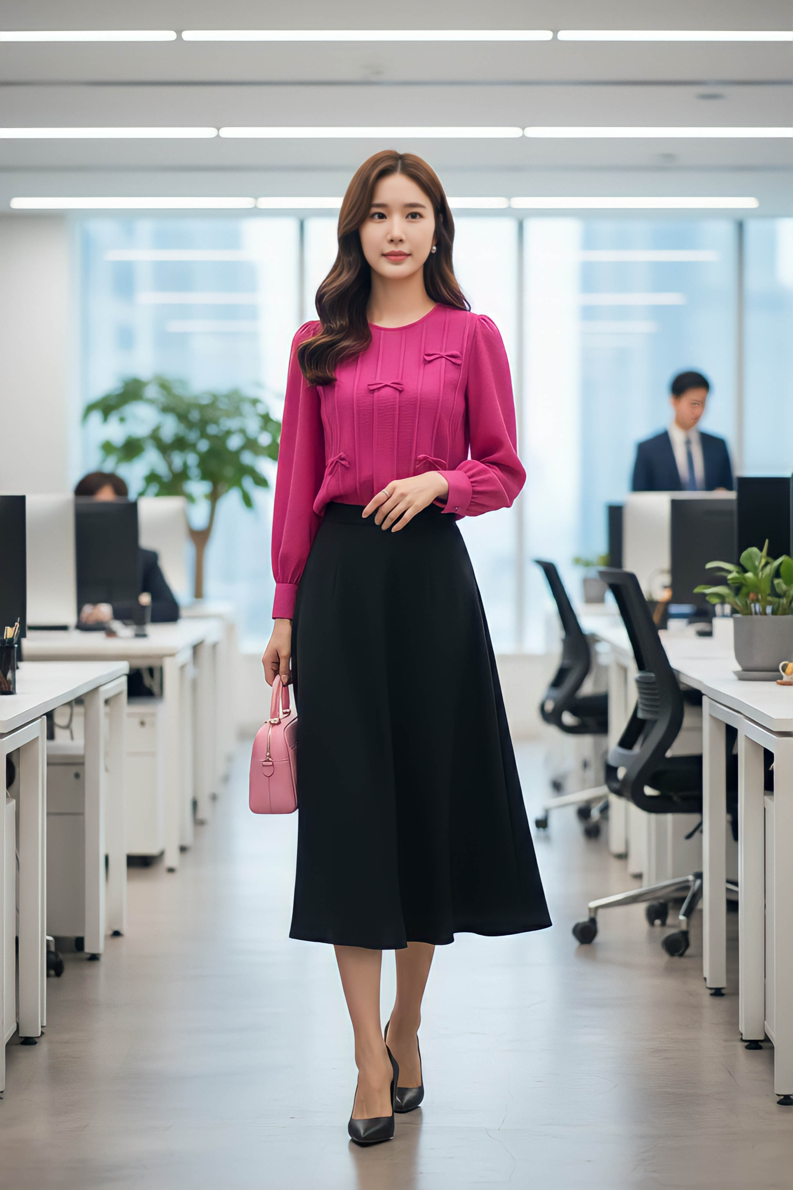 Áo sơ mi dáng suông cổ tròn