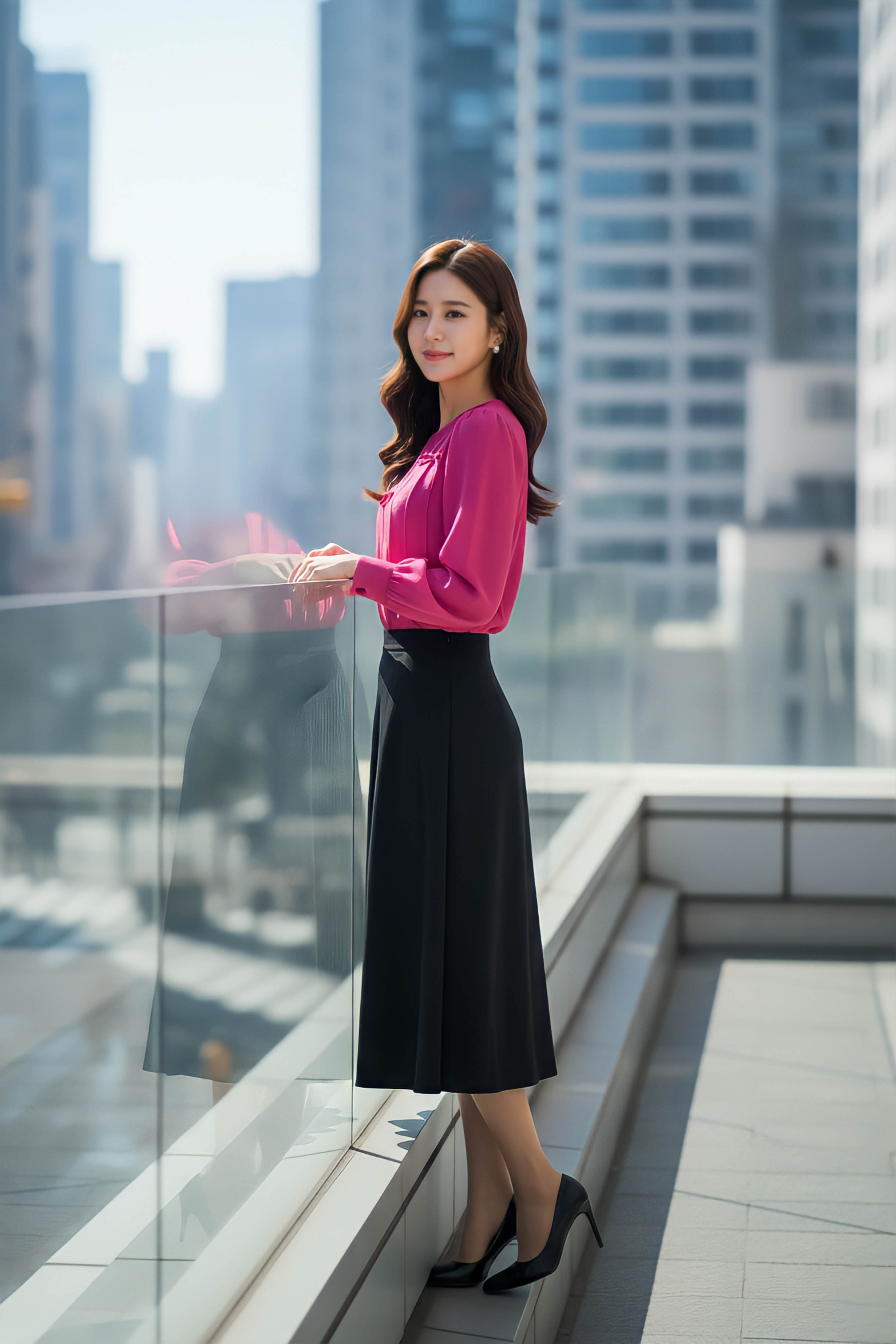 Áo sơ mi dáng suông cổ tròn