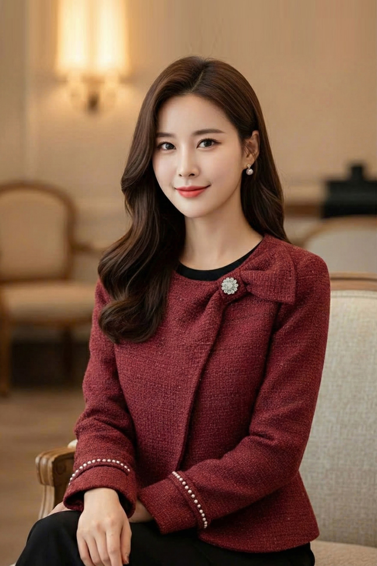 Áo dạ tweed cổ tròn