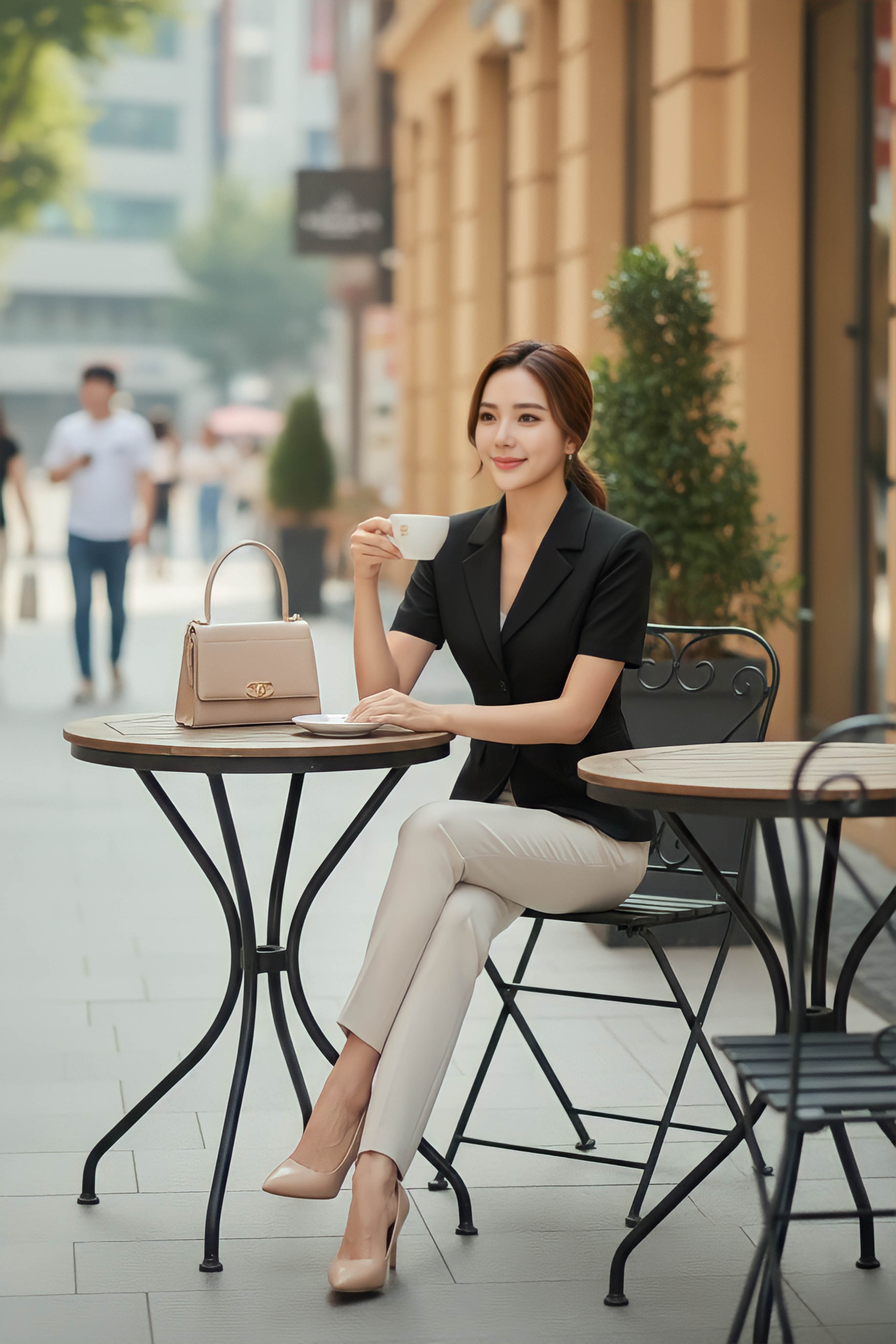 Áo vest cổ K tay cộc hai ly thân trước