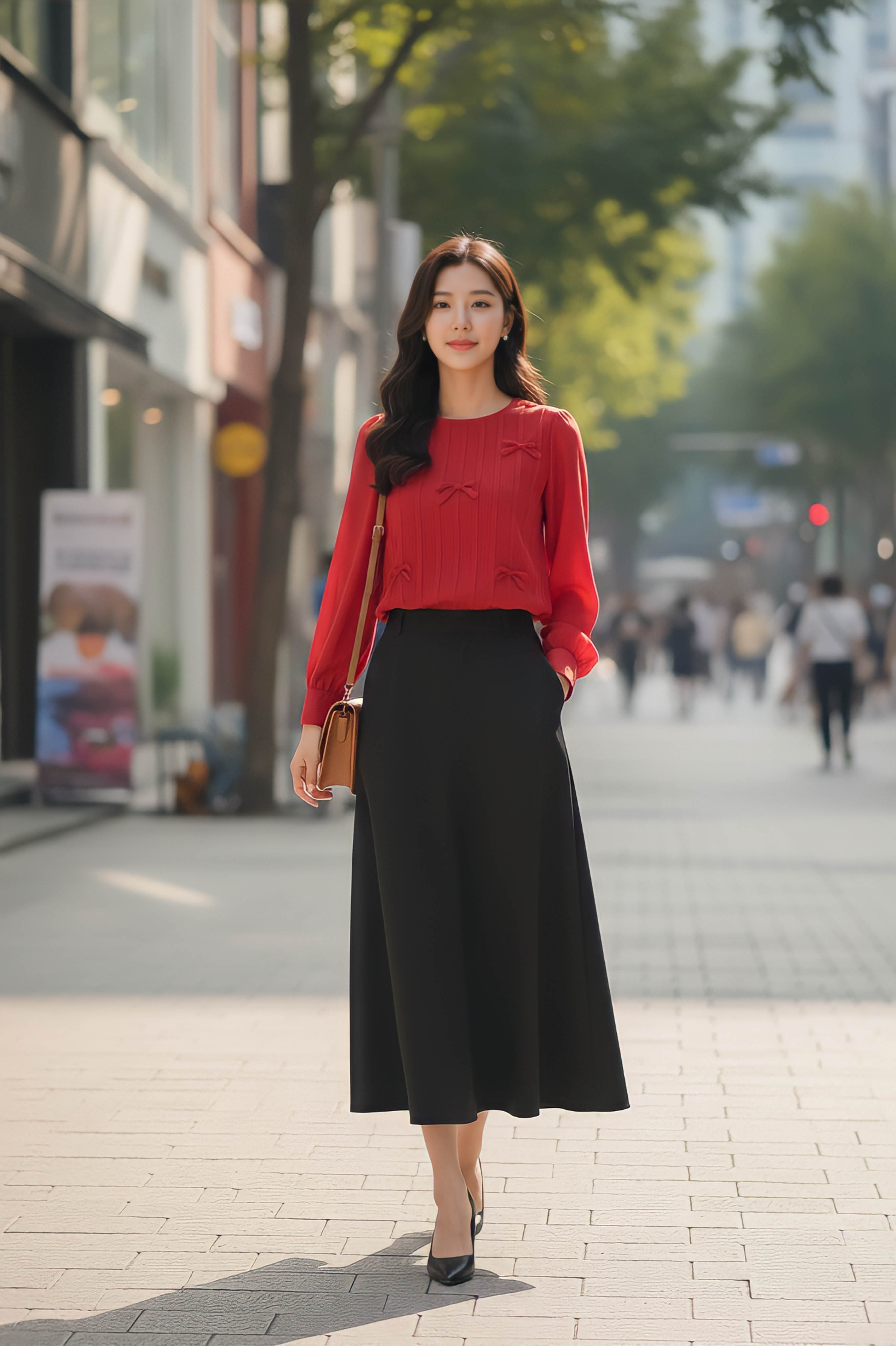 Áo sơ mi dáng suông cổ tròn