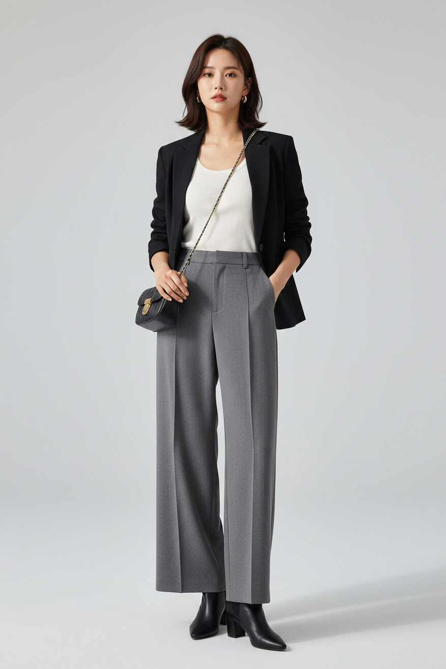 Quần suông khuy cài