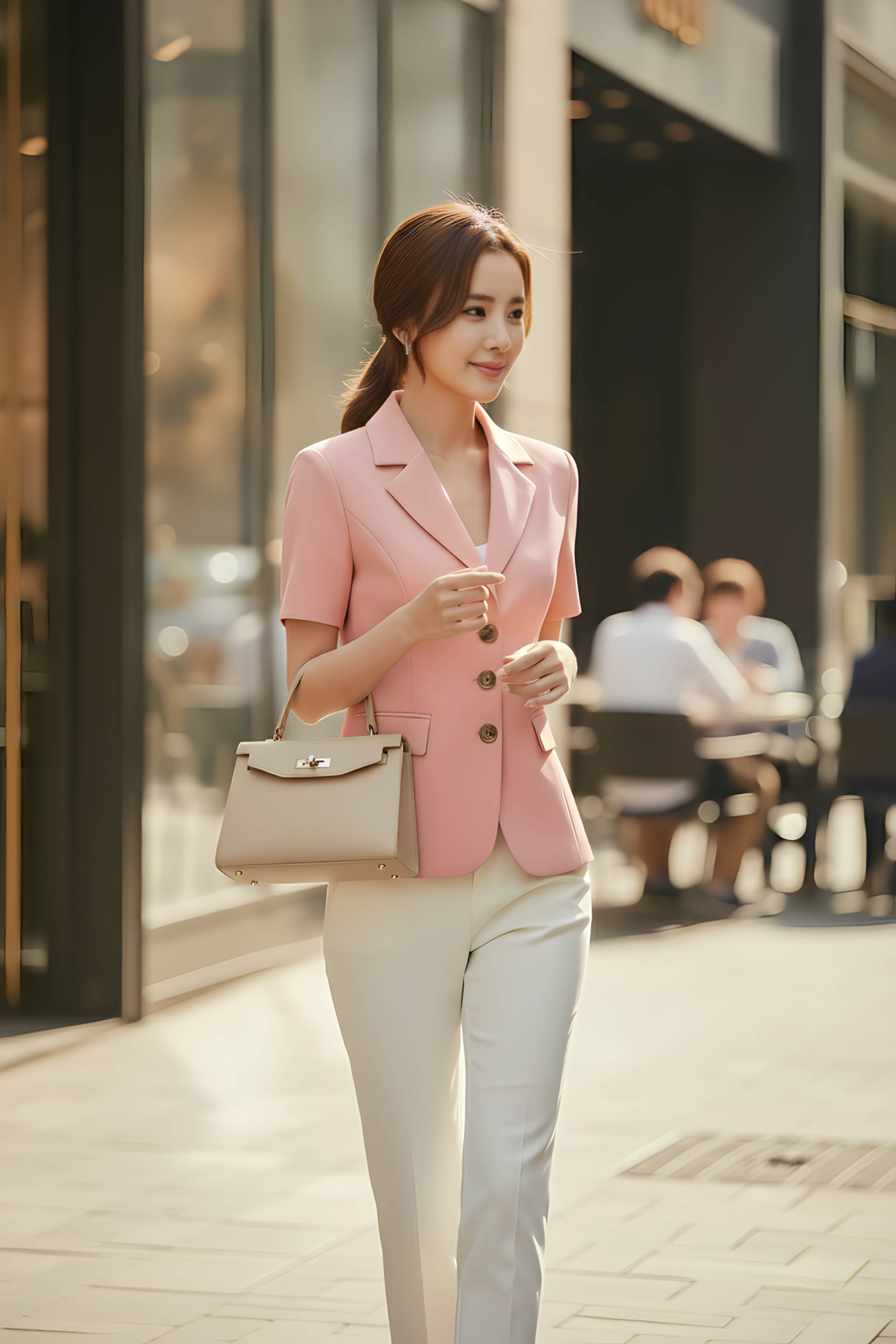 Áo vest cổ K tay cộc hai ly thân trước