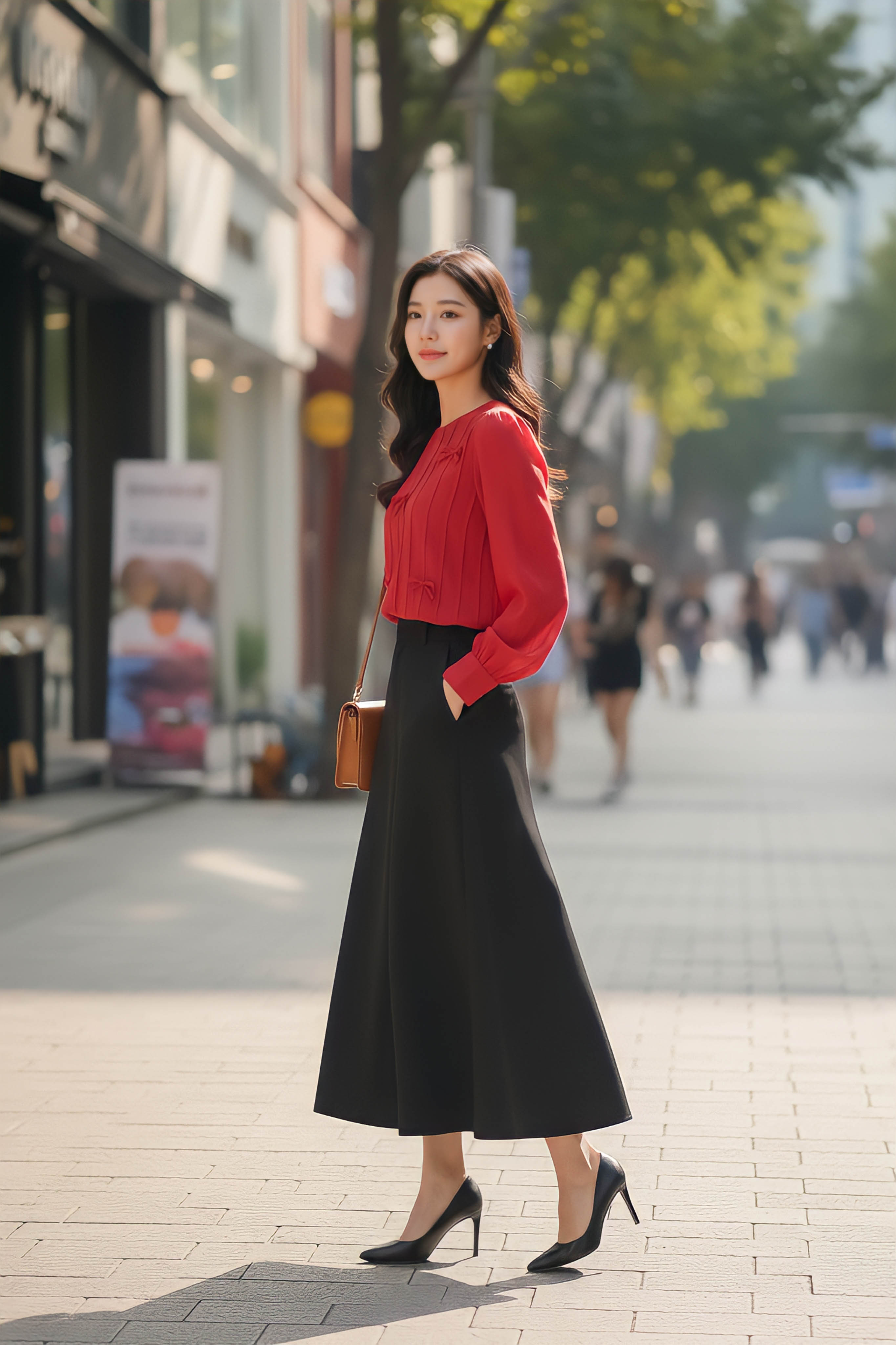 Áo sơ mi dáng suông cổ tròn