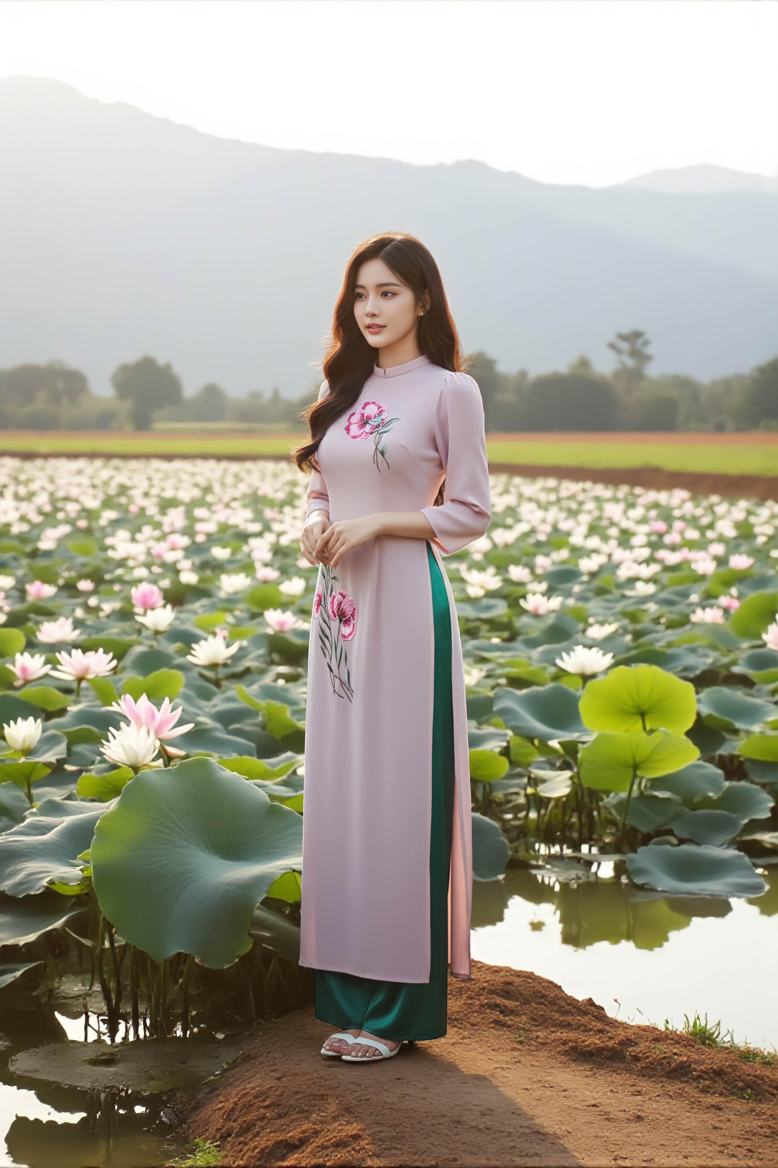 Áo dài Thủy Đình thêu thủ công