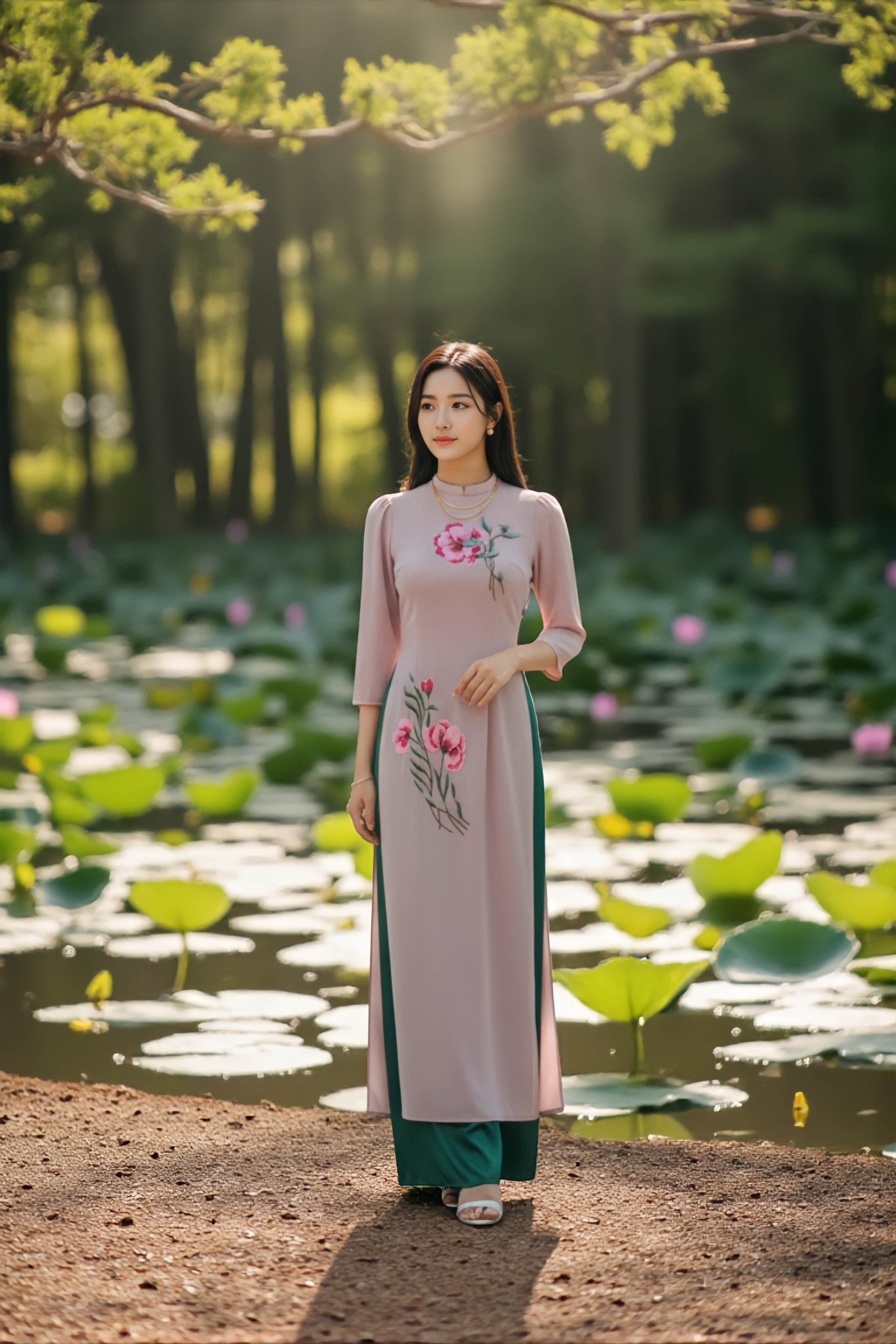 Áo dài Thủy Đình thêu thủ công